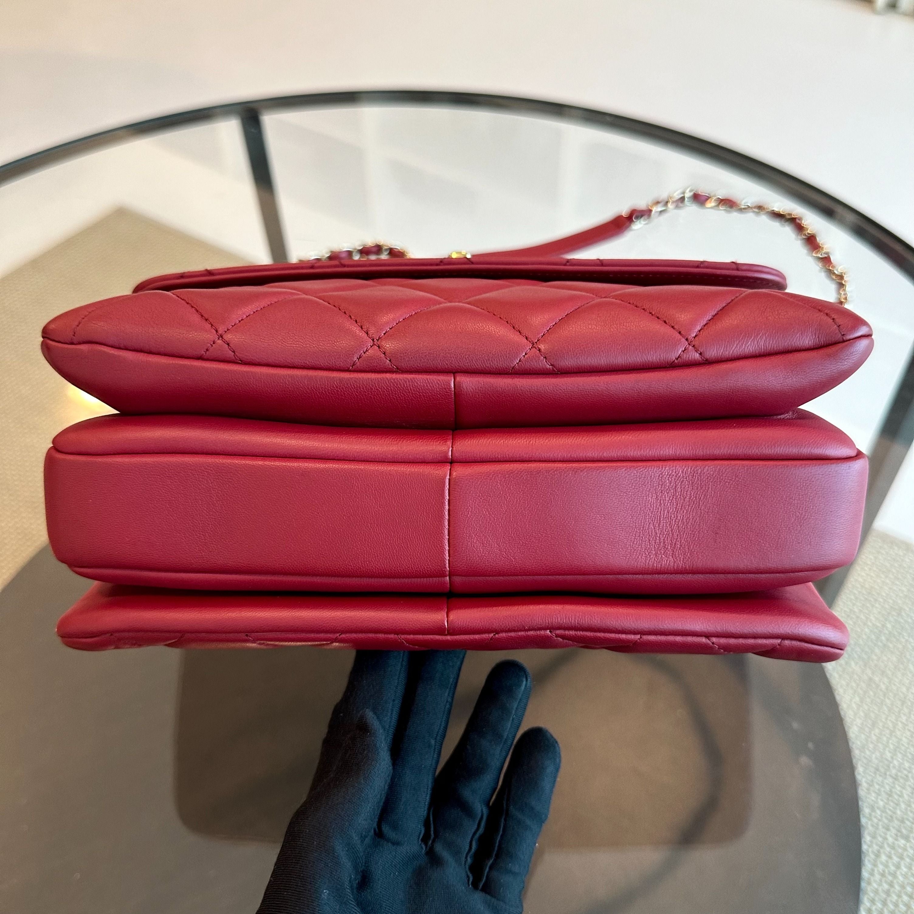 Chanel Small Trendy CC Flap Quilted Lambskin Red GHW No 28 - Luxury Evermore