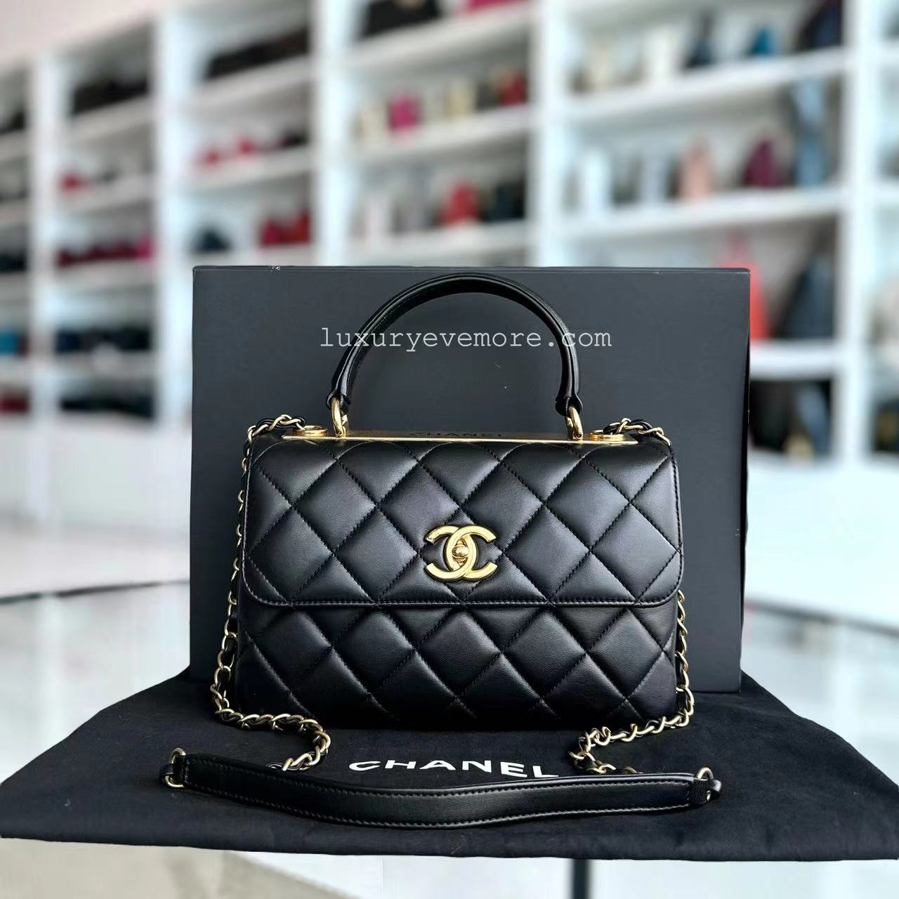 Chanel Trendy CC Small Quilted Lambskin Black Golden Hardware Series 21 - Luxury Evermore