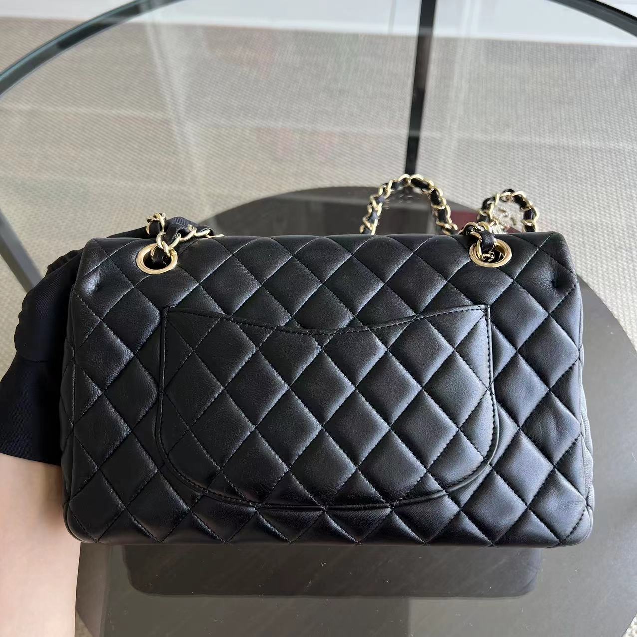 Chanel Valentine Medium Classic Flap Quilted Lambskin Black Golden Hardware Series 19 - Luxury Evermore