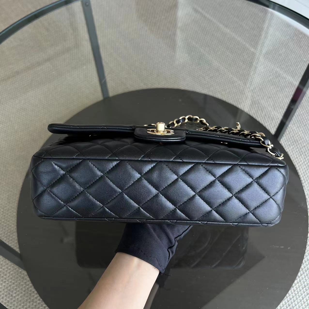 Chanel Valentine Medium Classic Flap Quilted Lambskin Black Golden Hardware Series 19 - Luxury Evermore