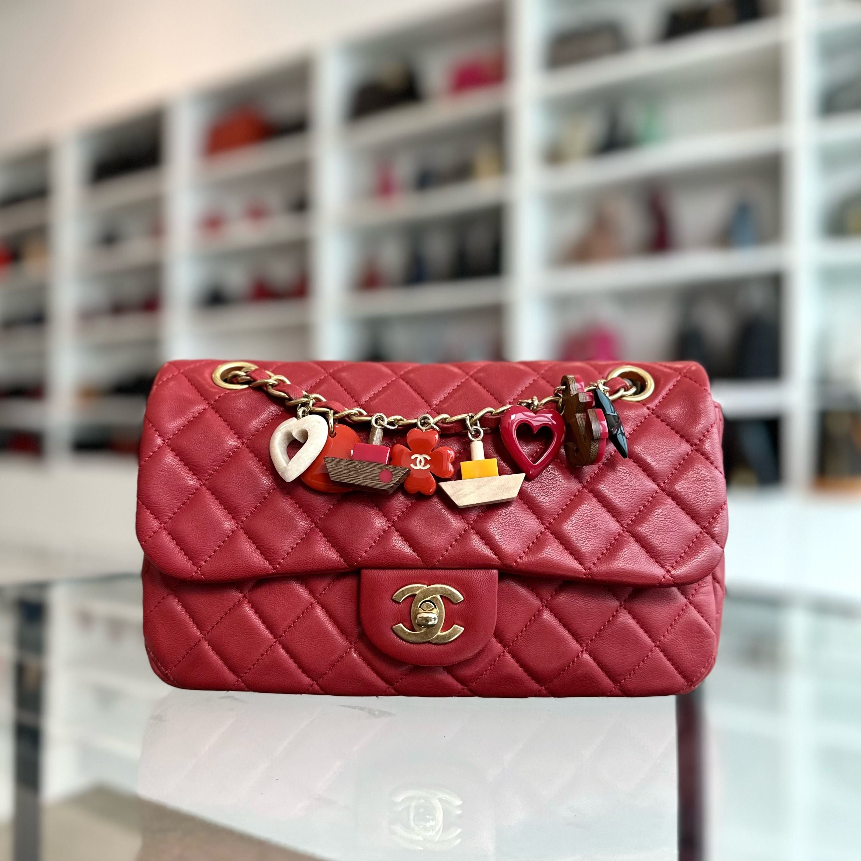 Chanel Valentine Seasonal Flap Medium Timeless Lambskin Red GHW No 14 - Luxury Evermore