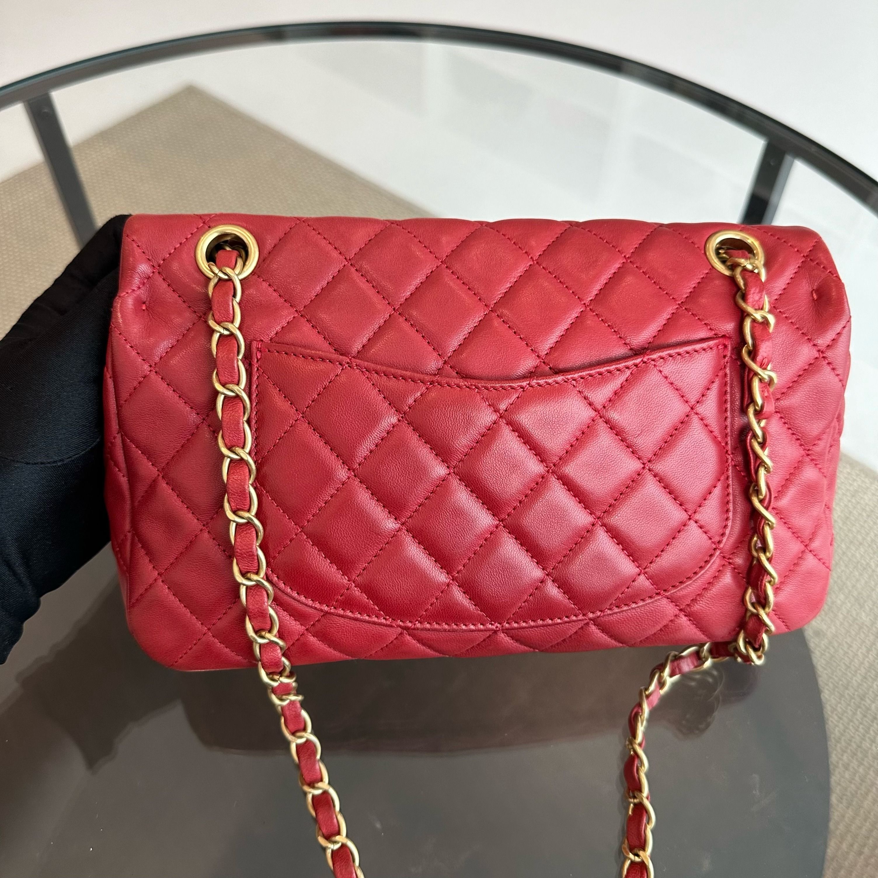 Chanel Valentine Seasonal Flap Medium Timeless Lambskin Red GHW No 14 - Luxury Evermore