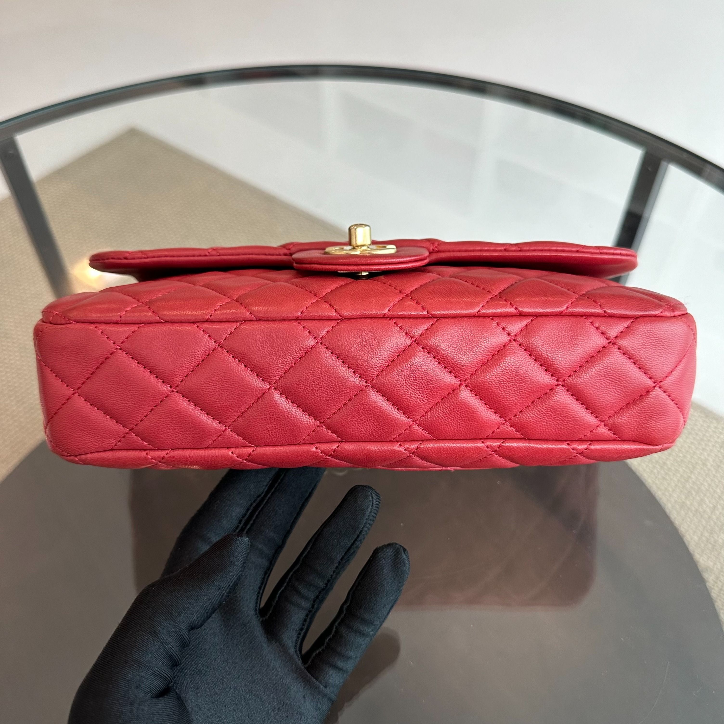 Chanel Valentine Seasonal Flap Medium Timeless Lambskin Red GHW No 14 - Luxury Evermore