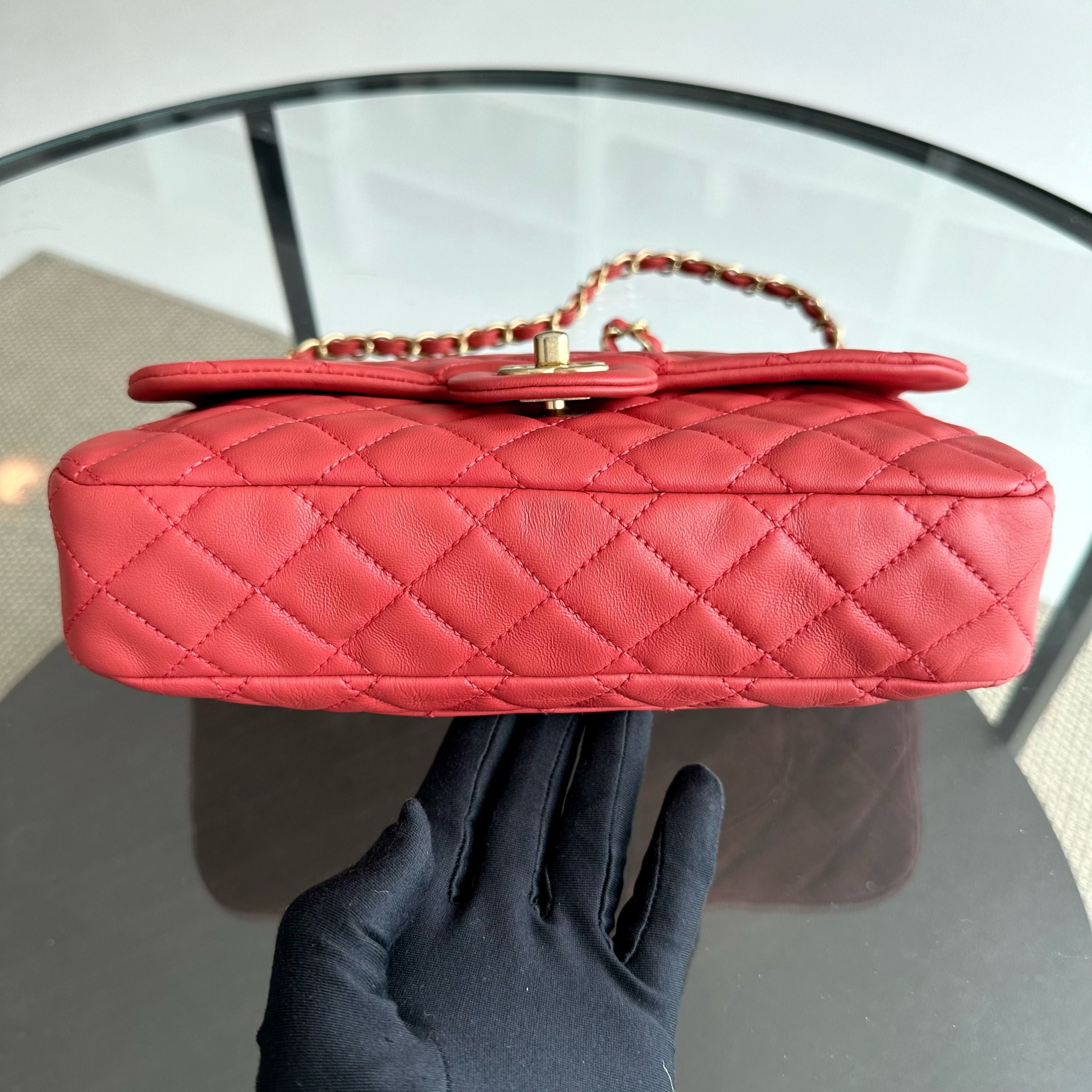 Chanel Valentine Seasonal Flap Medium Timeless Lambskin Red Pink GHW No 14 - Luxury Evermore