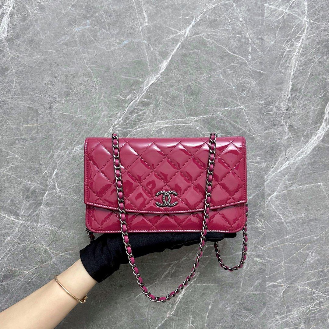 Chanel Wallet On Chain WOC Plum Patent Leather No 20 - Luxury Evermore