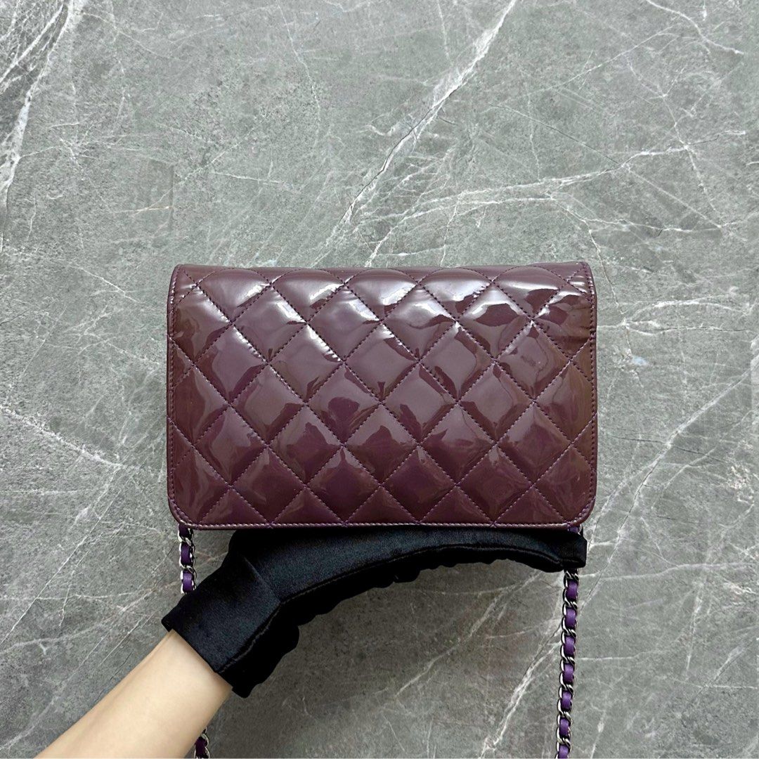 Chanel Wallet On Chain WOC Violet Patent Leather No 15 - Luxury Evermore