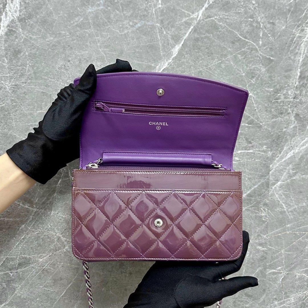 Chanel Wallet On Chain WOC Violet Patent Leather No 15 - Luxury Evermore