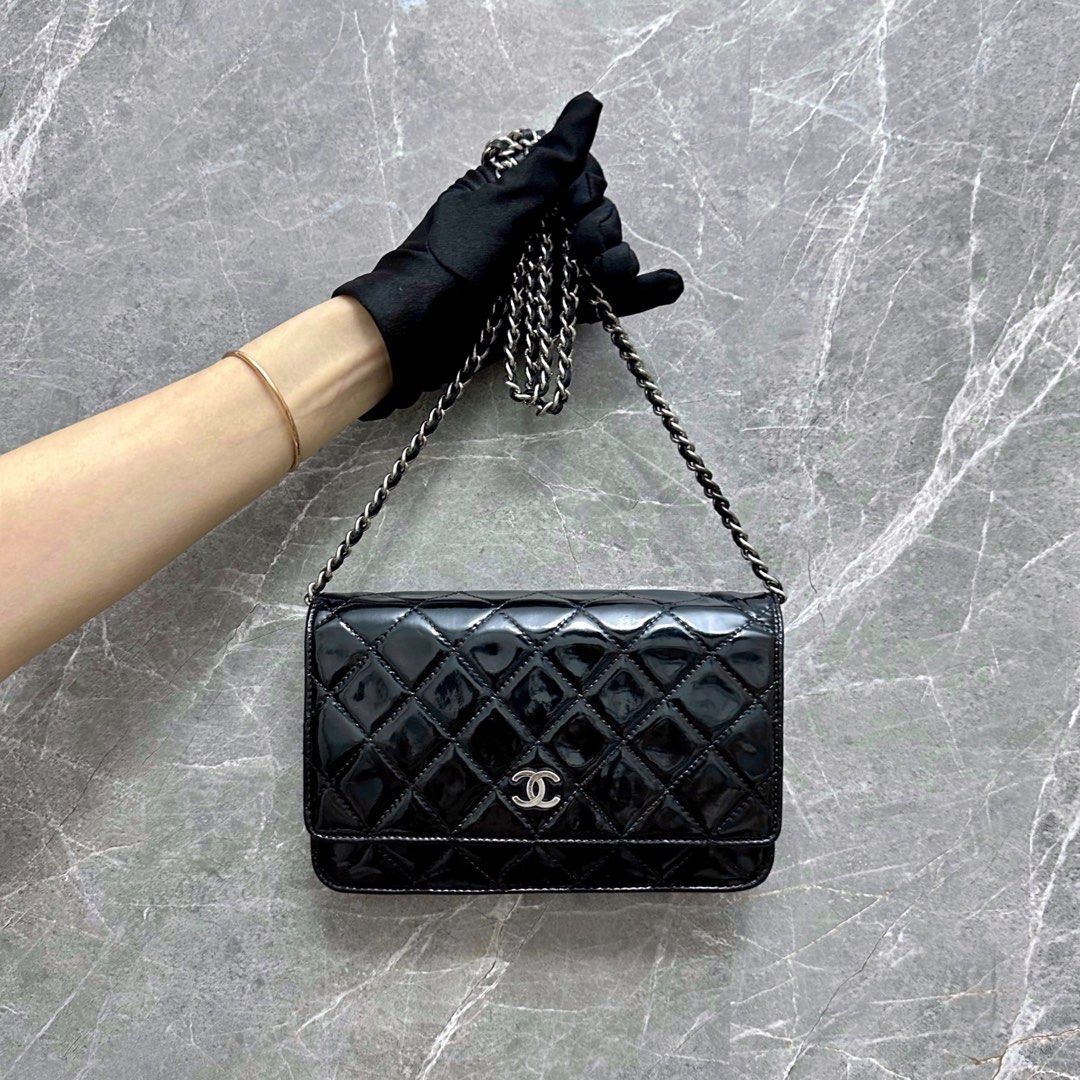 Chanel WOC Wallet On Chain Black Patent Leather No 14 - Luxury Evermore