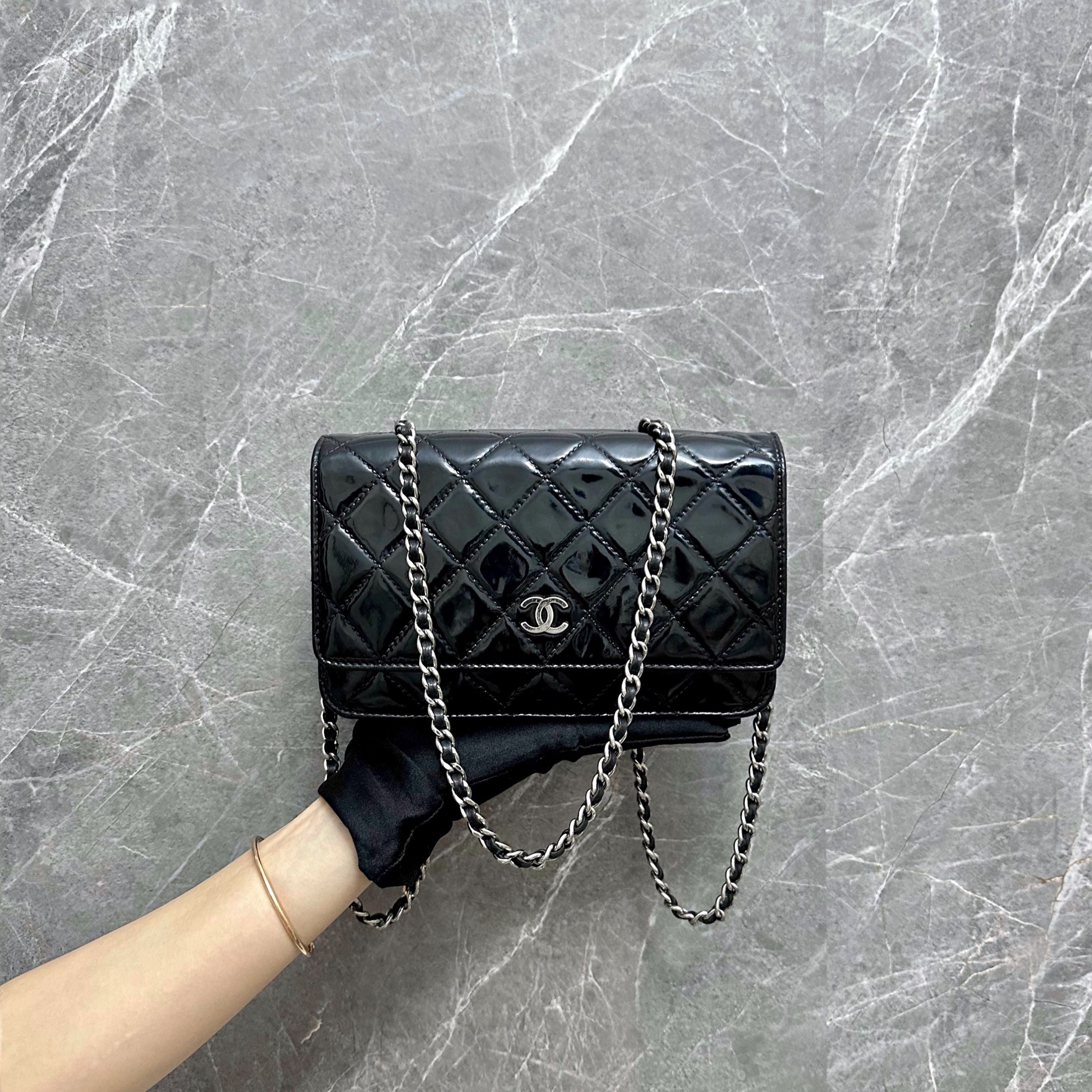 Chanel WOC Wallet On Chain Black Patent Leather No 14 - Luxury Evermore