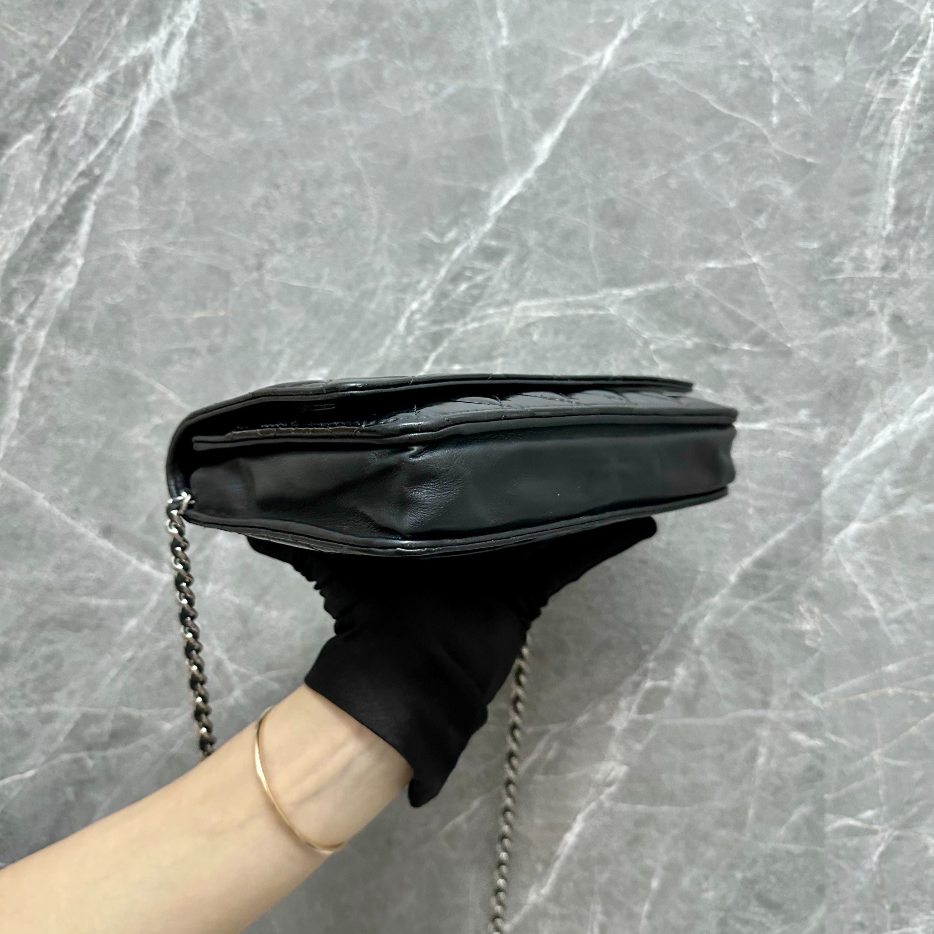 Chanel WOC Wallet On Chain Black Patent Leather No 14 - Luxury Evermore