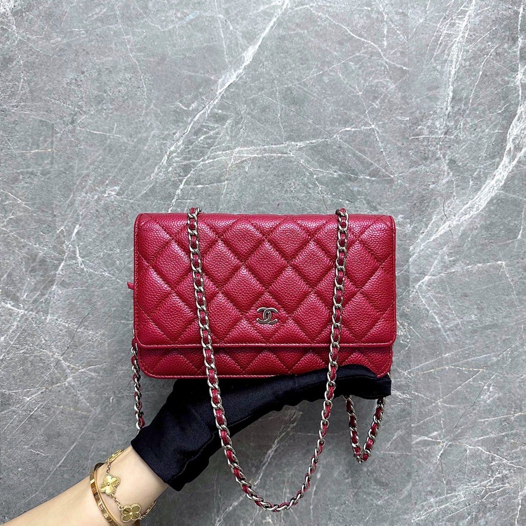 Chanel WOC Wallet On Chain Caviar Red SHW - Luxury Evermore