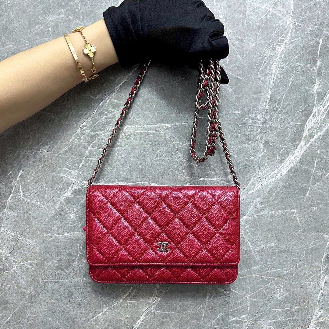 Chanel WOC Wallet On Chain Caviar Red SHW - Luxury Evermore