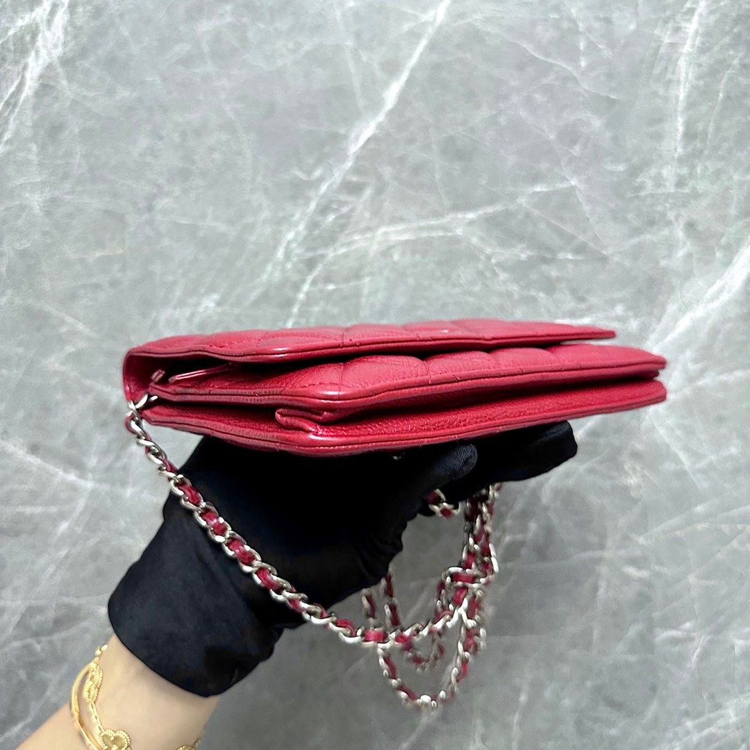 Chanel WOC Wallet On Chain Caviar Red SHW - Luxury Evermore