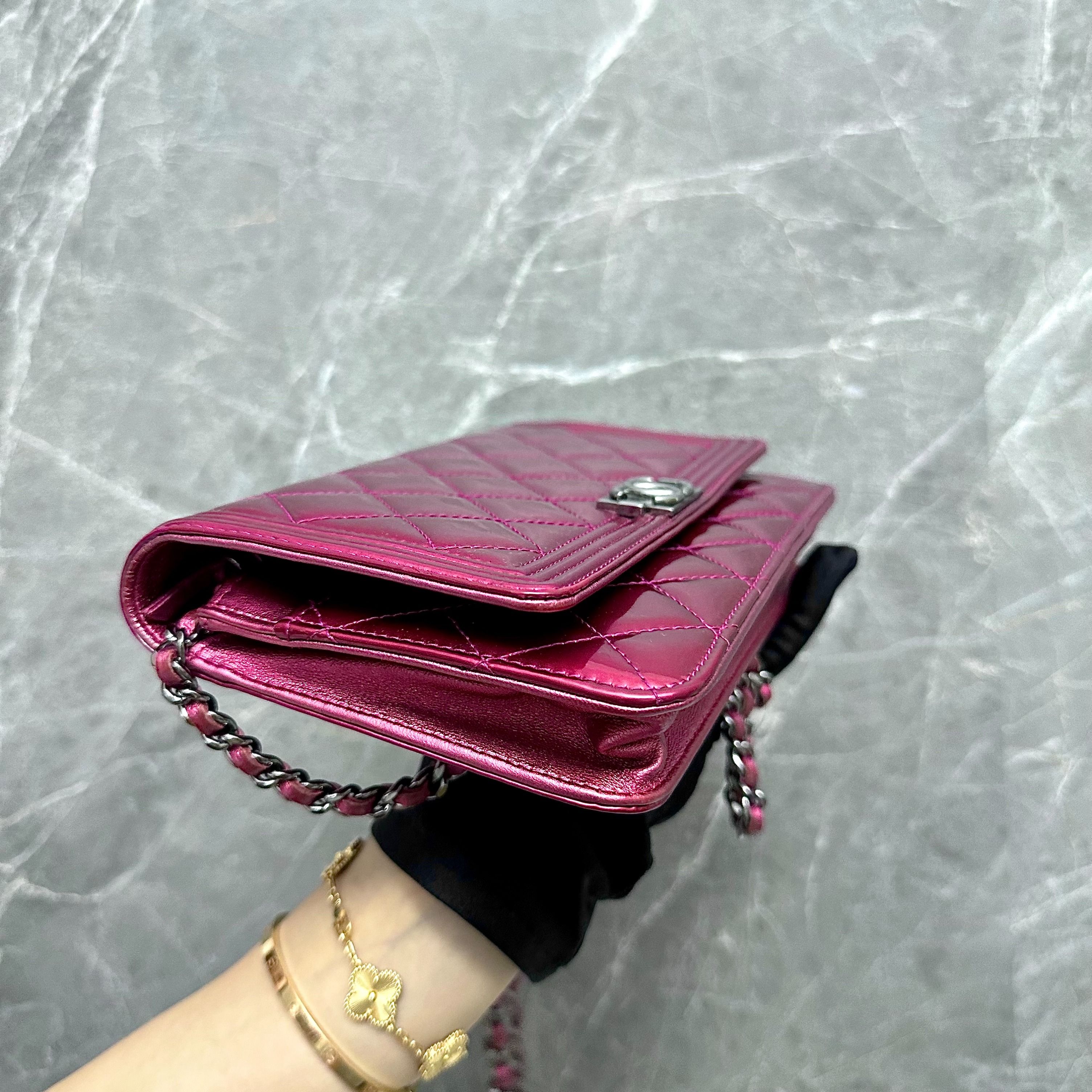 Chanel WOC Wallet On Chain Patent Leather Pink SHW No 19 - Luxury Evermore