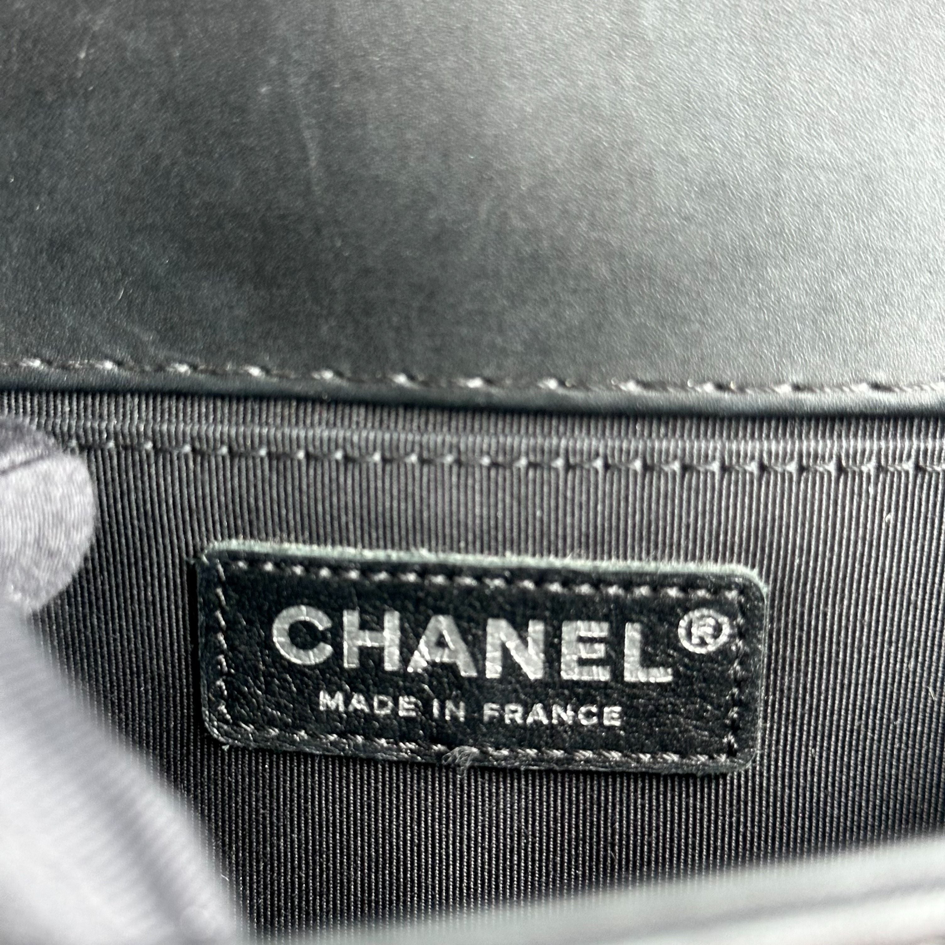 Chanel Boy Old Medium 25CM Stitched Quilted Leboy Black RSHW No 18