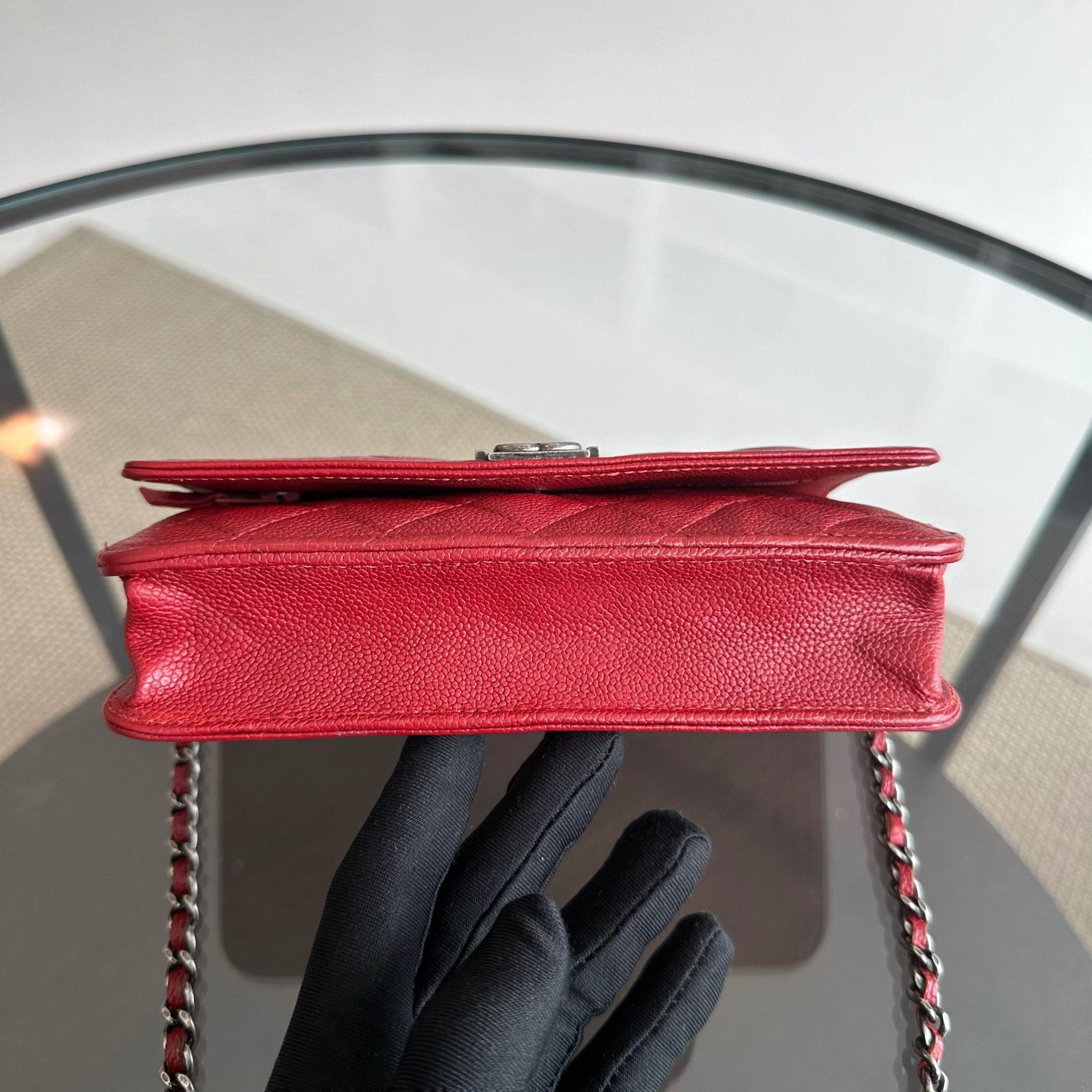 Chanel Caviar Boy WOC Wallet On Chain Red SHW No 22