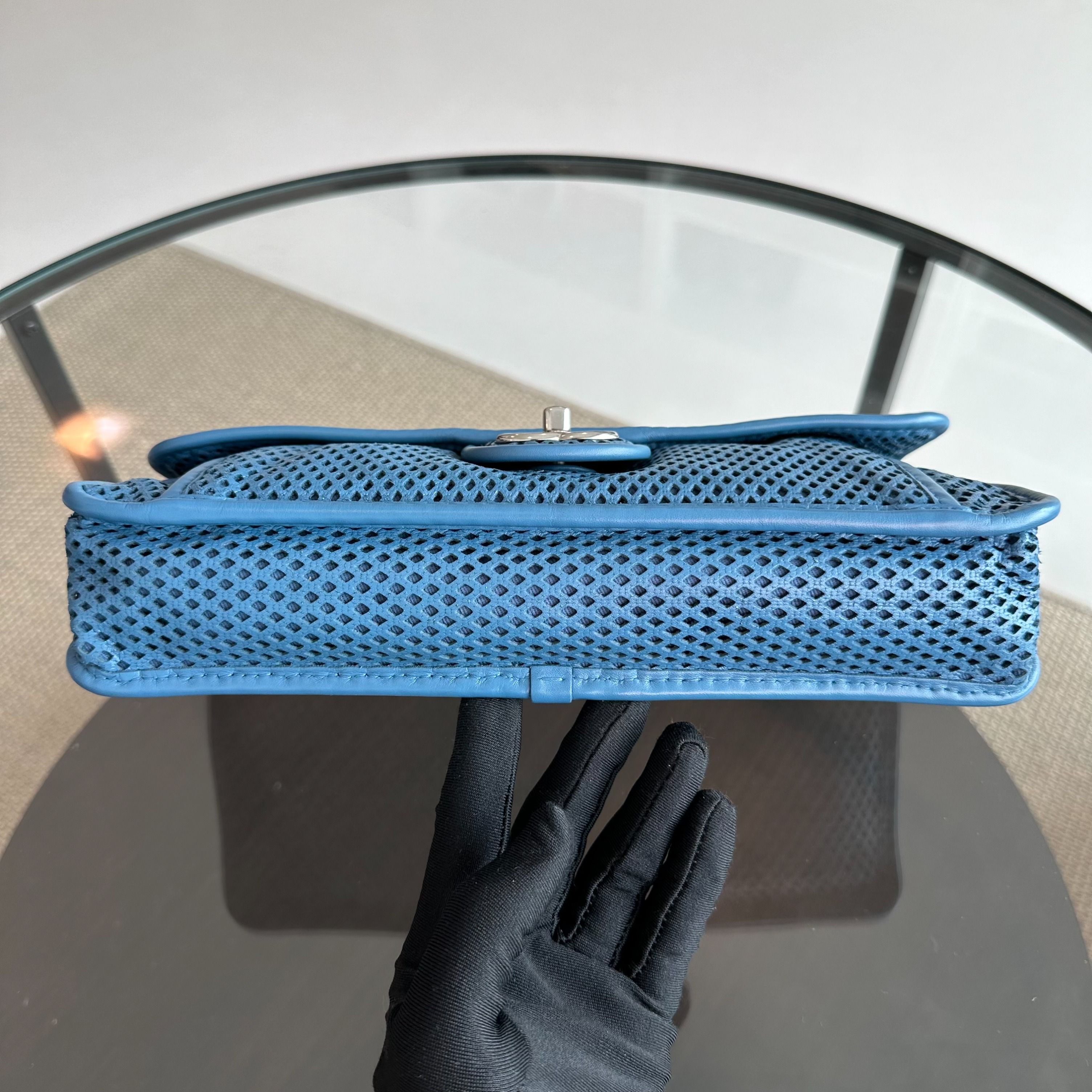 Chanel Flap Perforated French Riviera Up In The Air Blue SHW No 17
