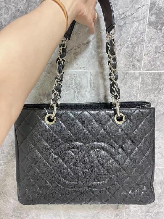 [Clearance] Authentic Chanel Grand Shopping Tote GST with Silver Hardware - Luxury Evermore