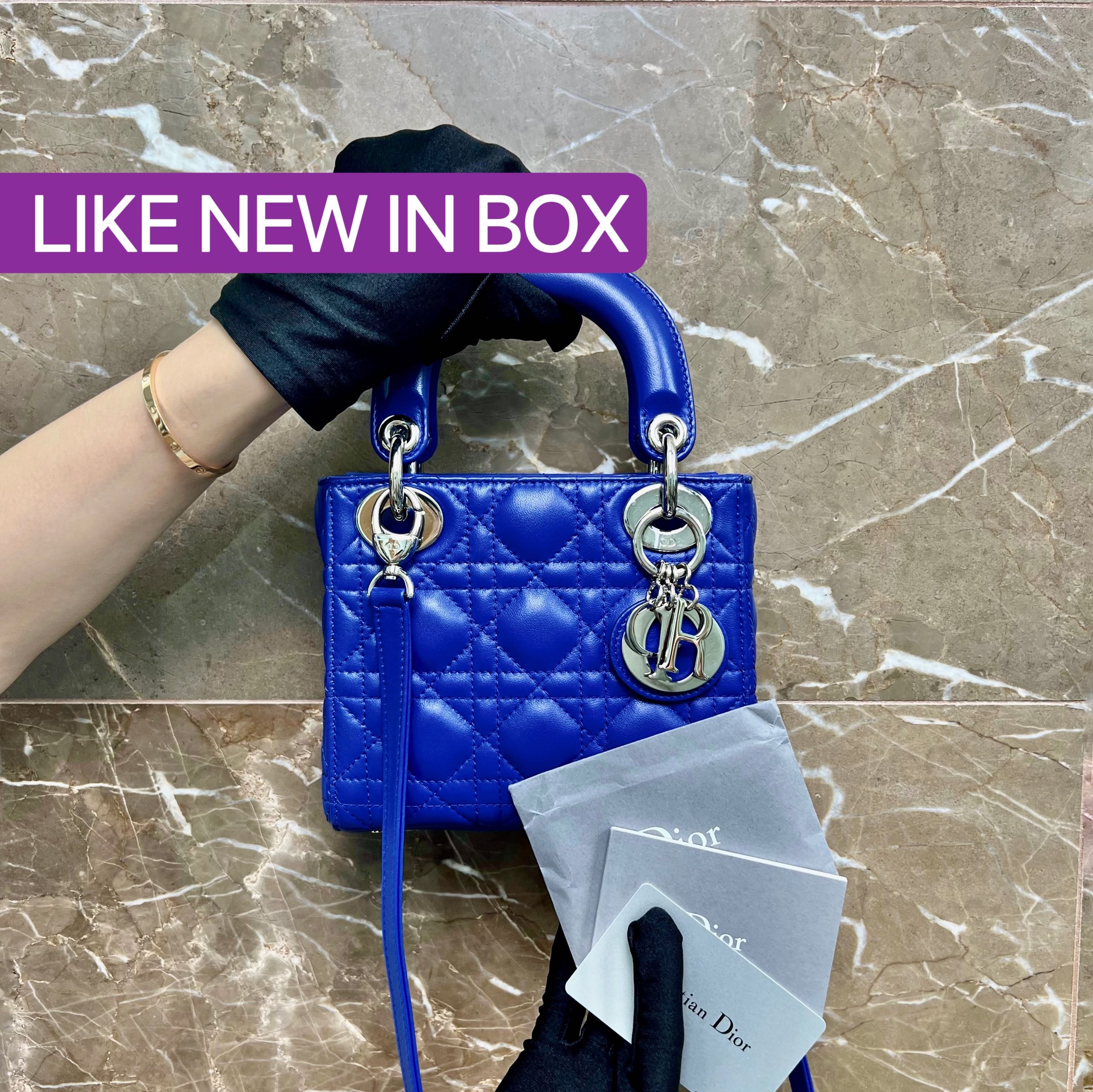 [CLEARANCE] Dior Lady Mini Lambskin Blue - Luxury Evermore