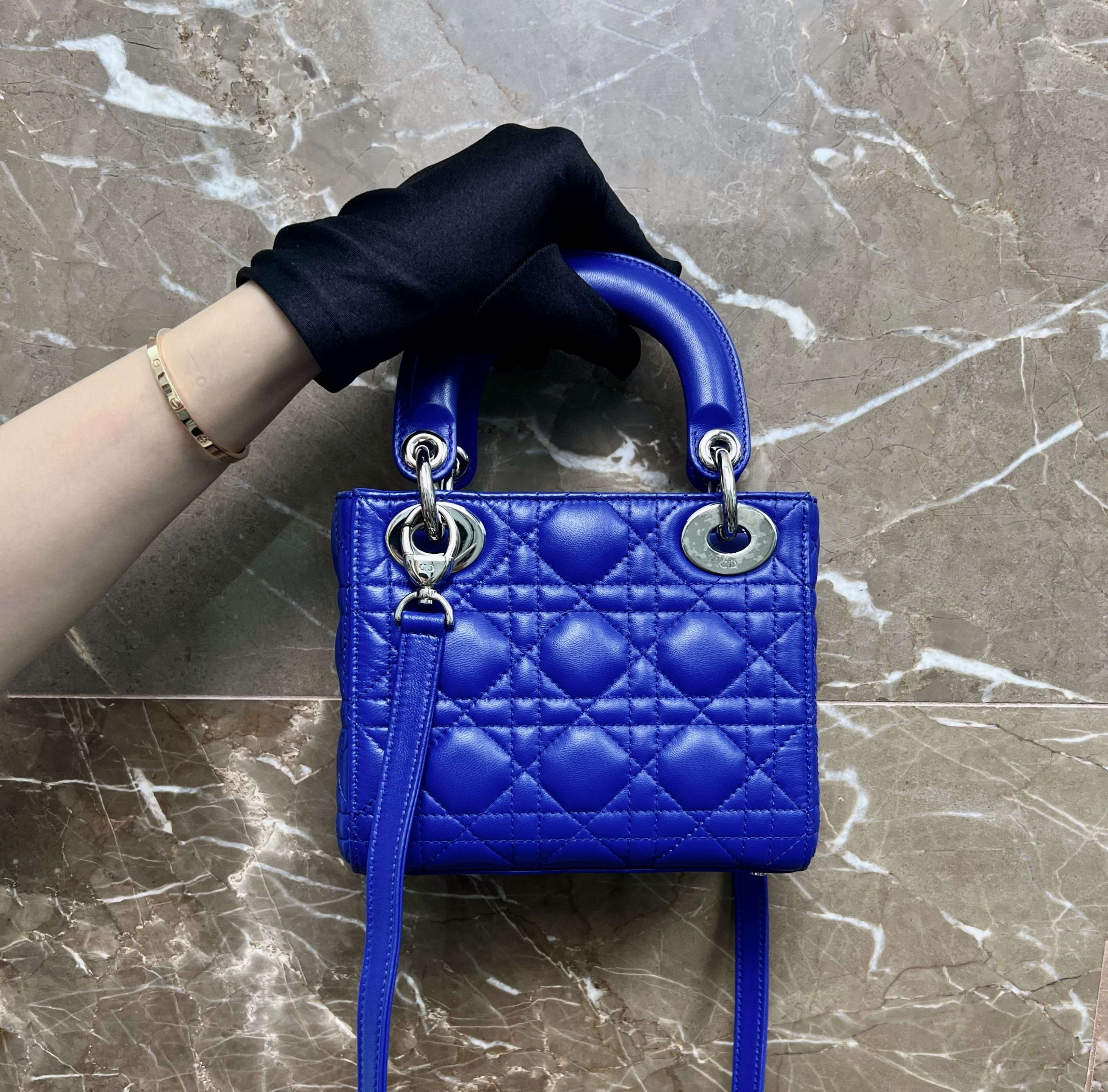 [CLEARANCE] Dior Lady Mini Lambskin Blue - Luxury Evermore