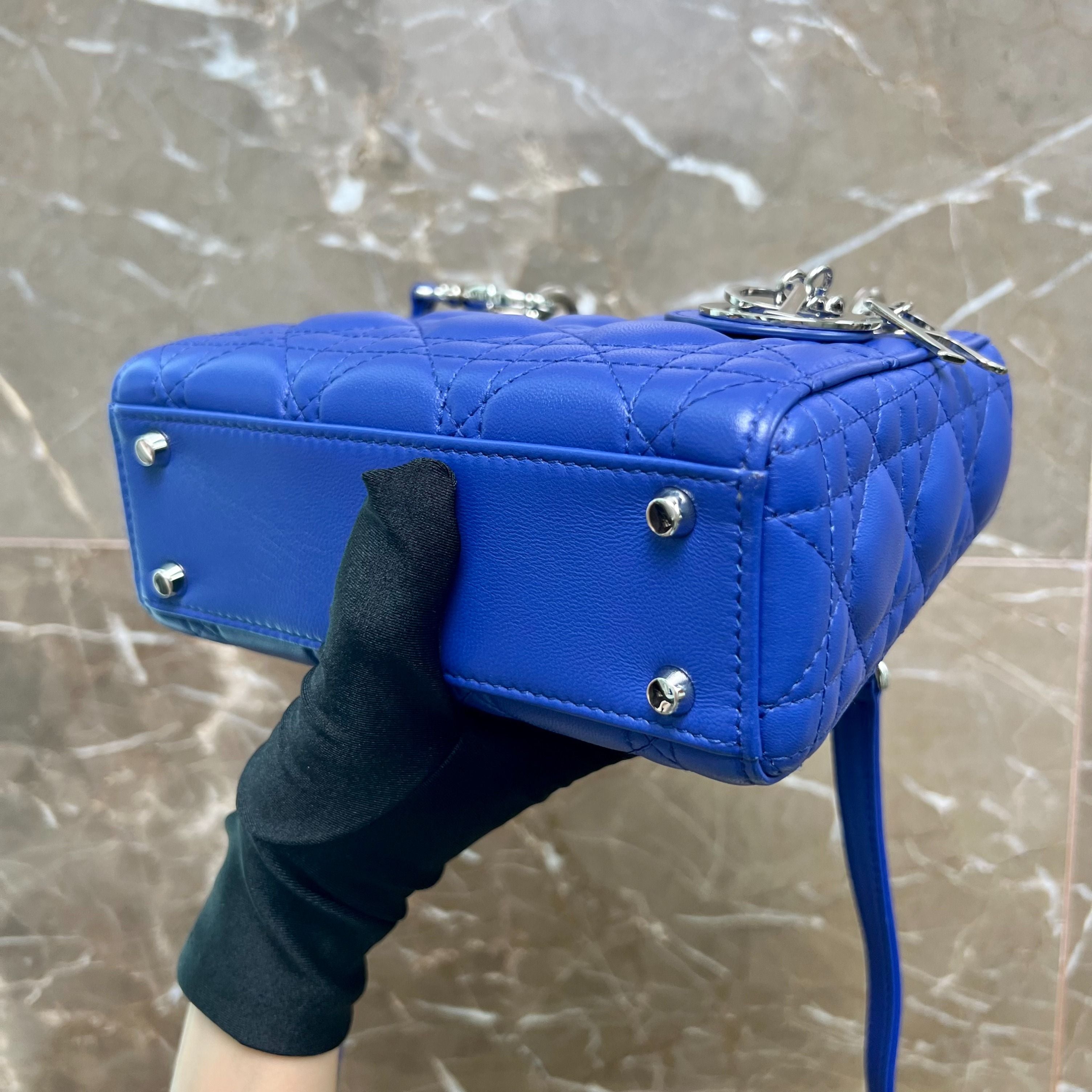 [CLEARANCE] Dior Lady Mini Lambskin Blue - Luxury Evermore