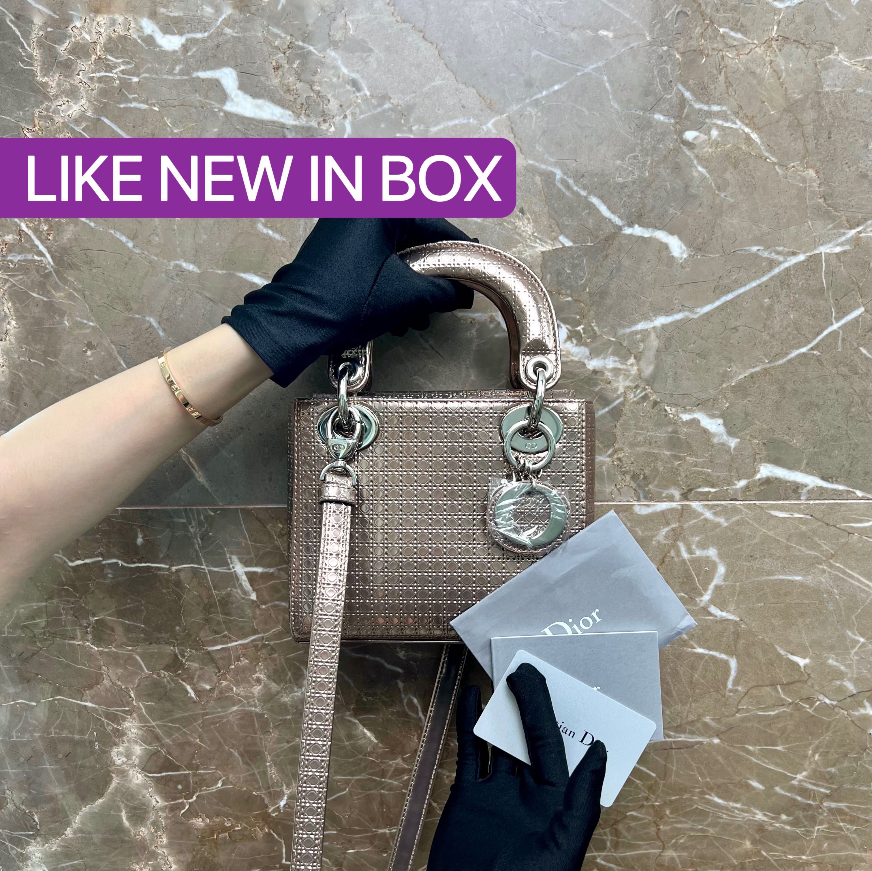 [CLEARANCE] LNIB Dior Lady Mini Lambskin Metallic - Luxury Evermore