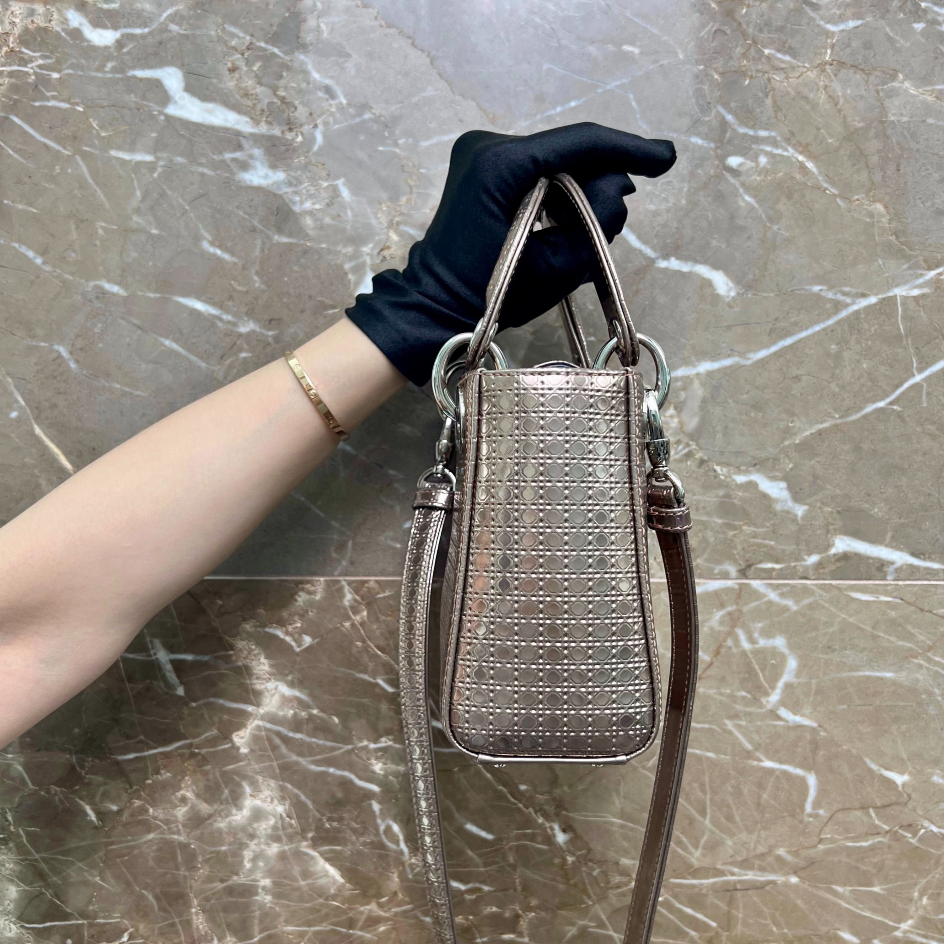 [CLEARANCE] LNIB Dior Lady Mini Lambskin Metallic - Luxury Evermore