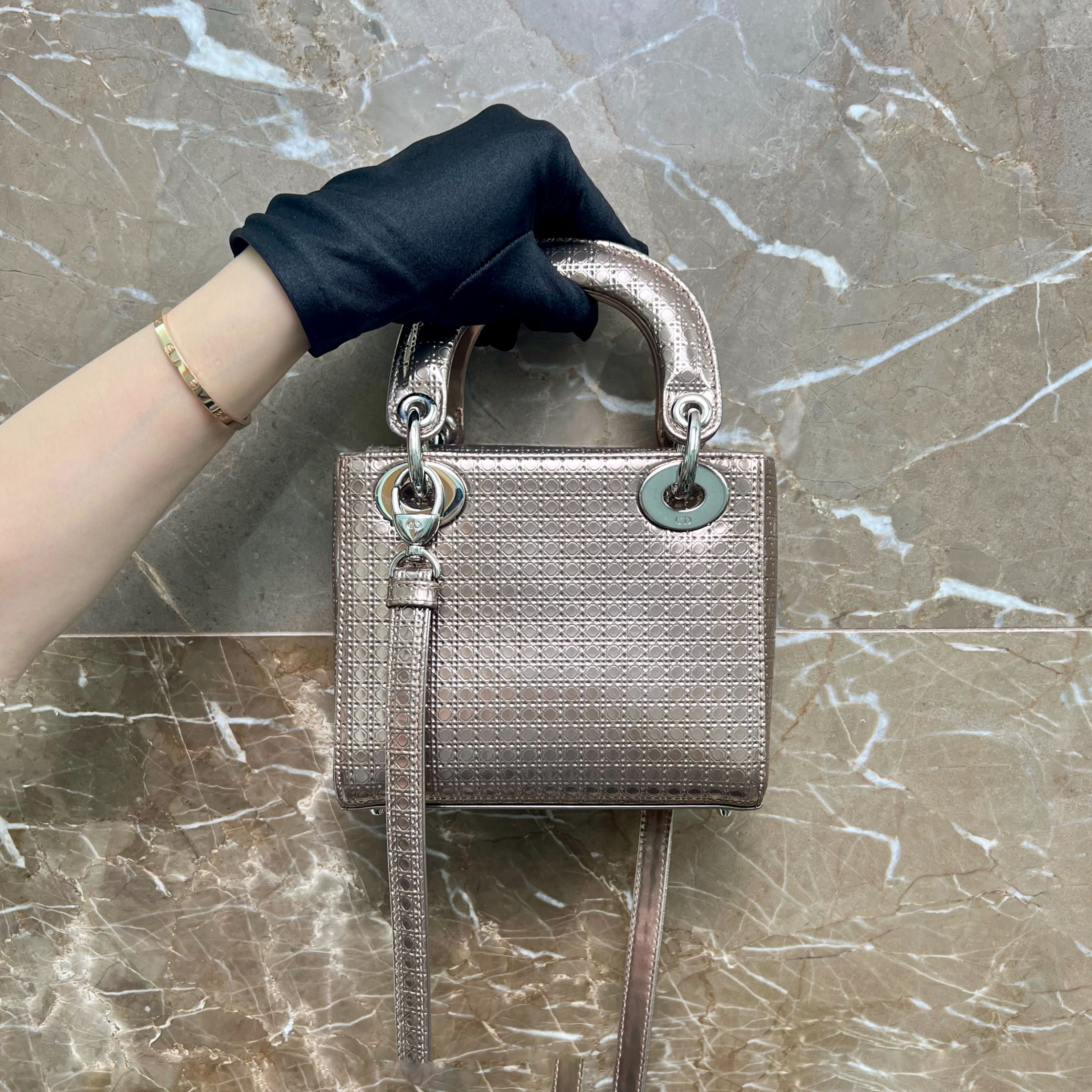 [CLEARANCE] LNIB Dior Lady Mini Lambskin Metallic - Luxury Evermore