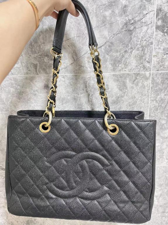 【Clearance】Authentic Chanel Grand Shopping Tote GST with Gold Hardware - Luxury Evermore