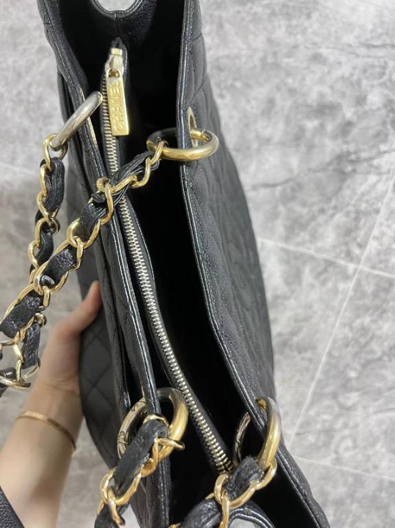 【Clearance】Authentic Chanel Grand Shopping Tote GST with Gold Hardware - Luxury Evermore