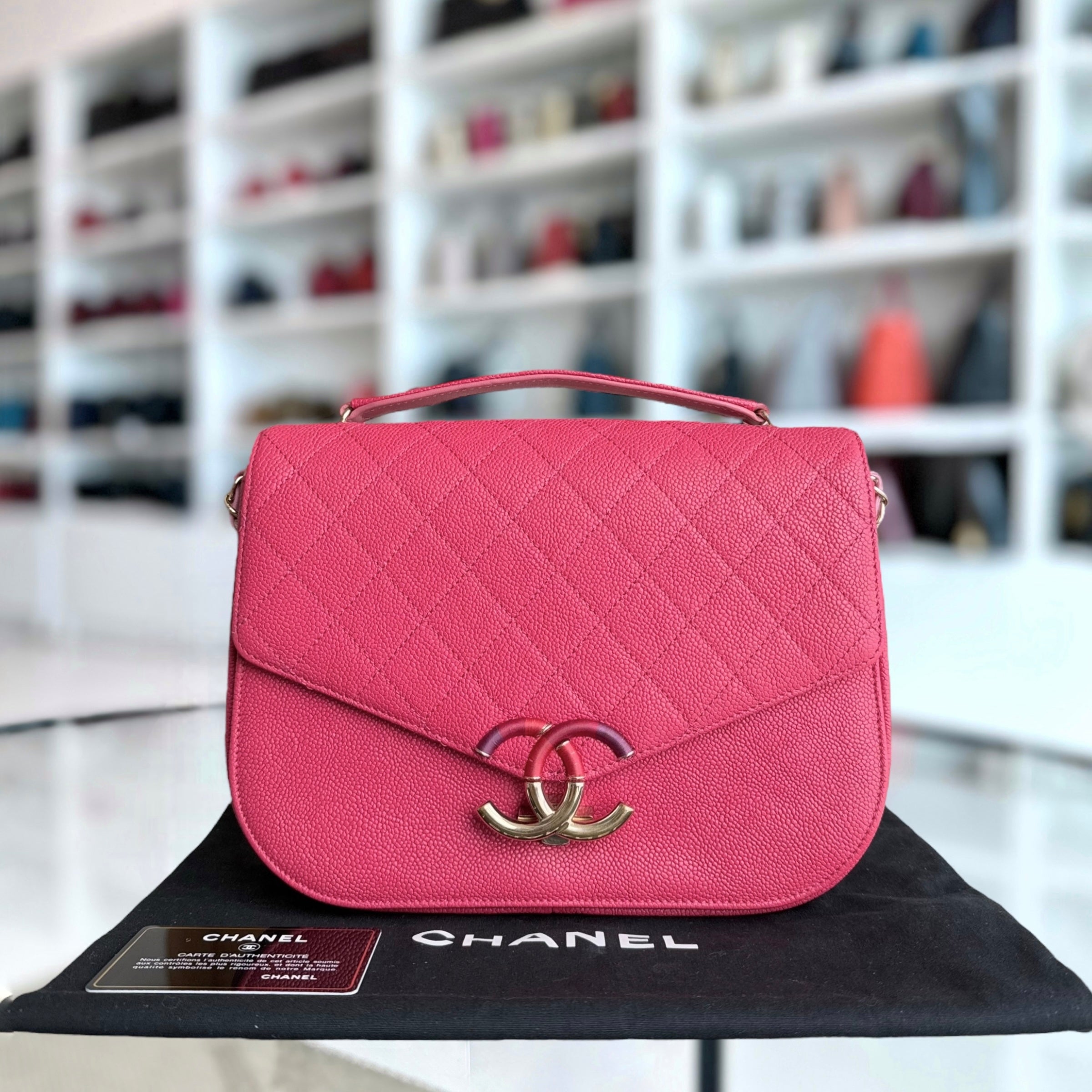 Chanel Coco Curve Cuba - 25CM Caviar Quilted Pink Gold Hardware Series 25