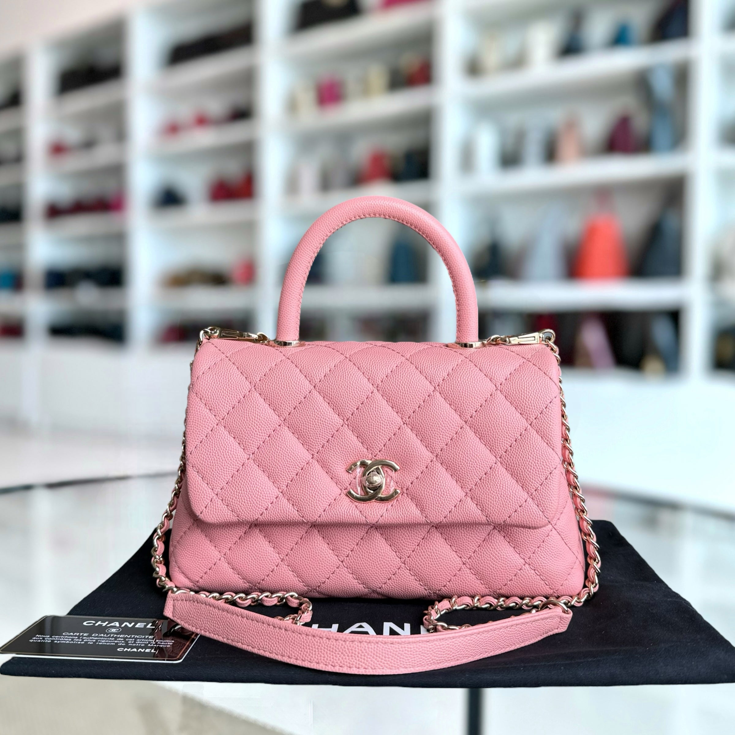 Chanel Coco Handle Small - Caviar Quilted Pink Gold Hardware Series 27