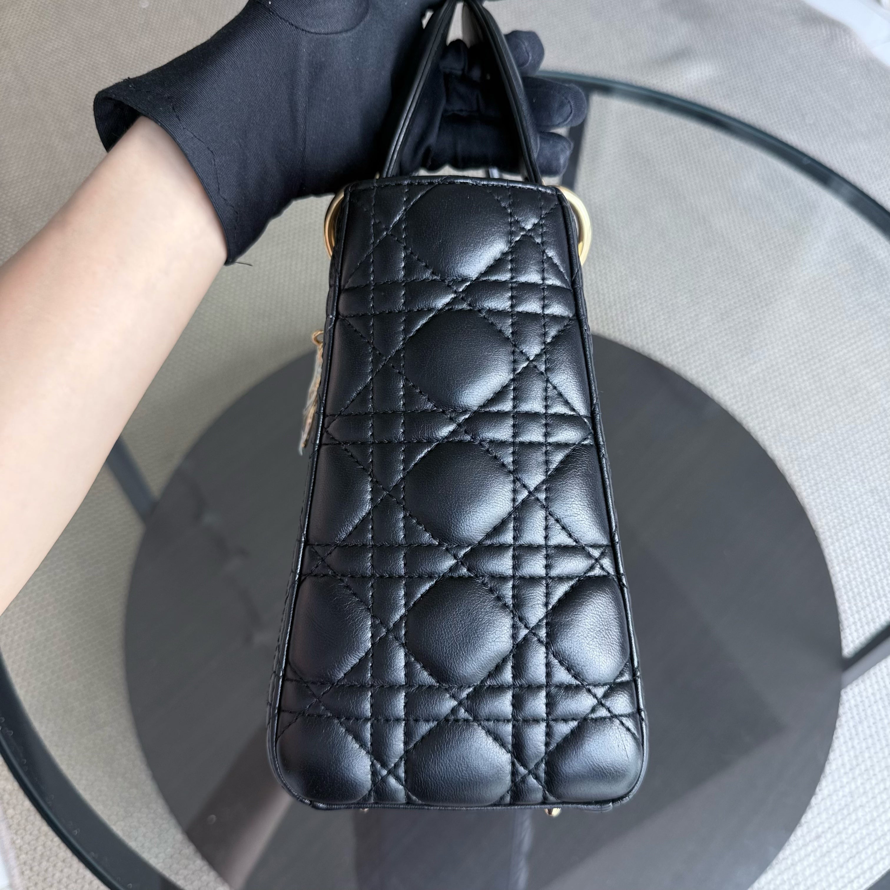 Dior Lady Medium - Cannage Lambskin Black Gold Hardware NO STRAP