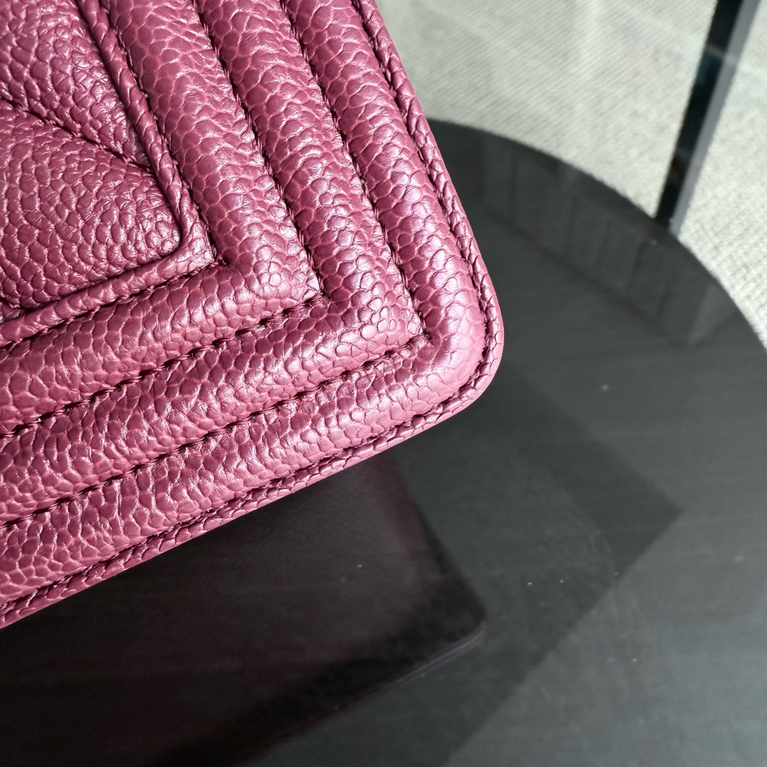 Chanel Boy Medium - Caviar 25CM Chevron Burgundy Gold Hardware Series 28