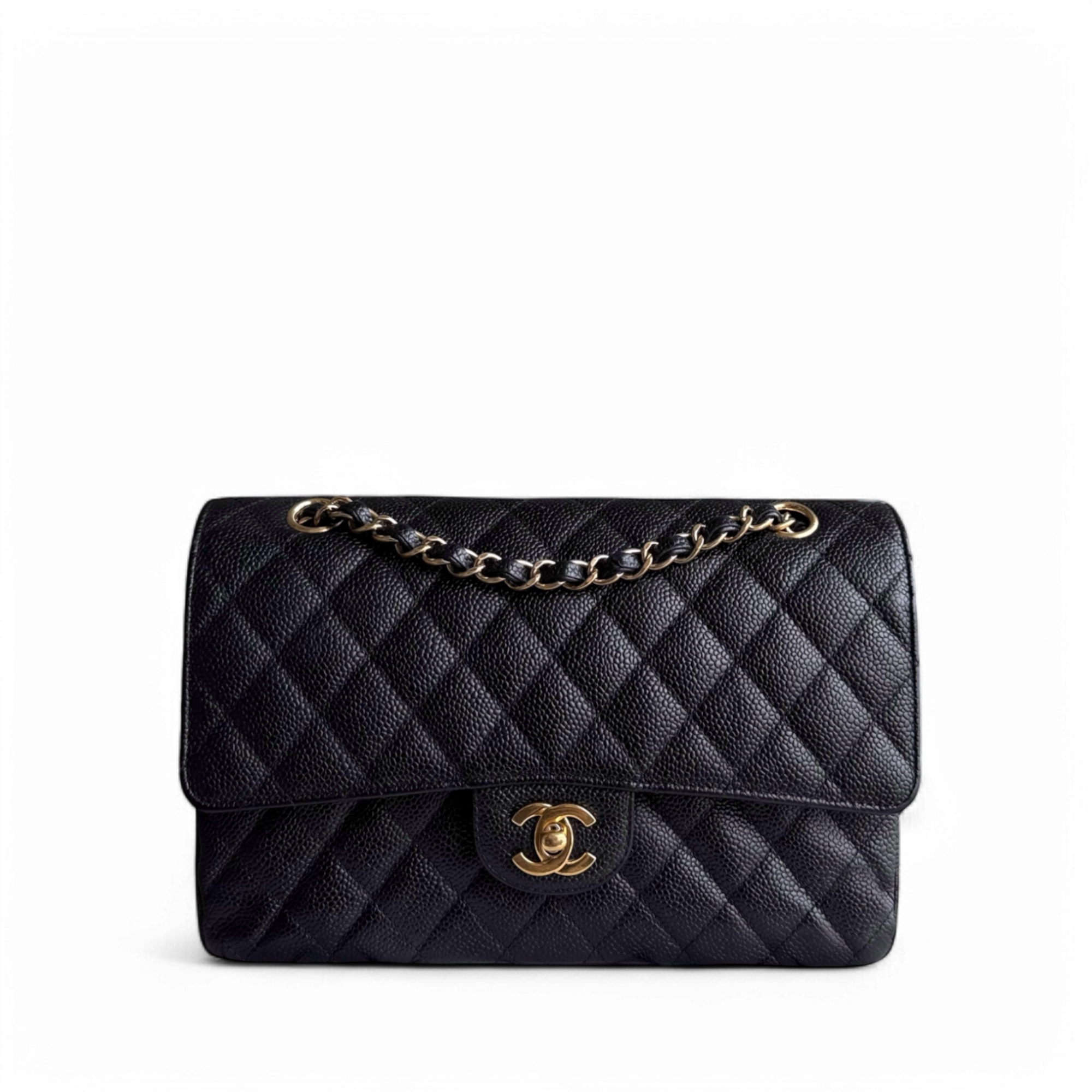 Chanel Classic Flap Medium - Caviar 25CM Quilted Black Gold Hardware Series 13