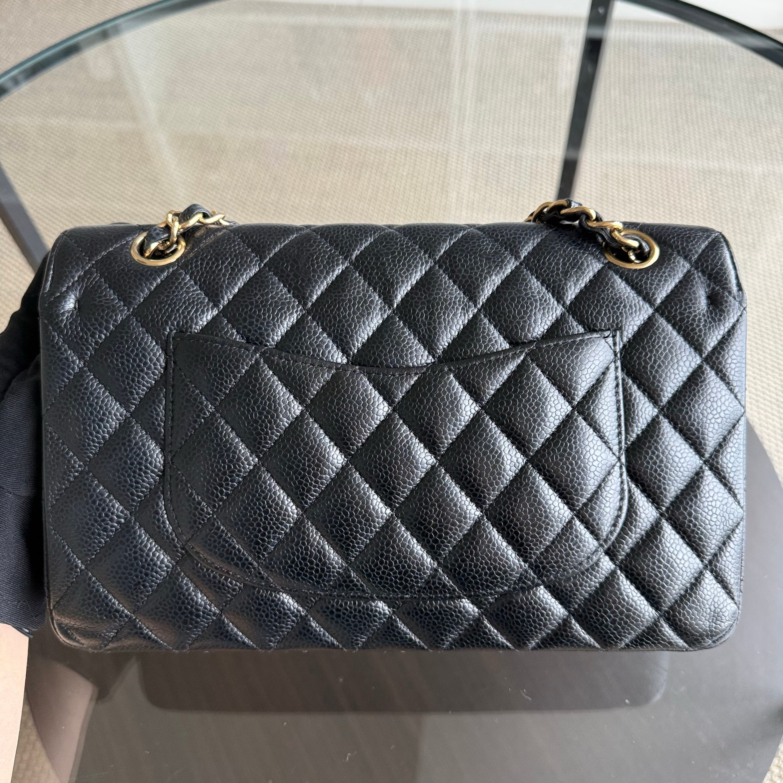 Chanel Classic Flap Medium - Caviar 25CM Quilted Black Gold Hardware Series 27