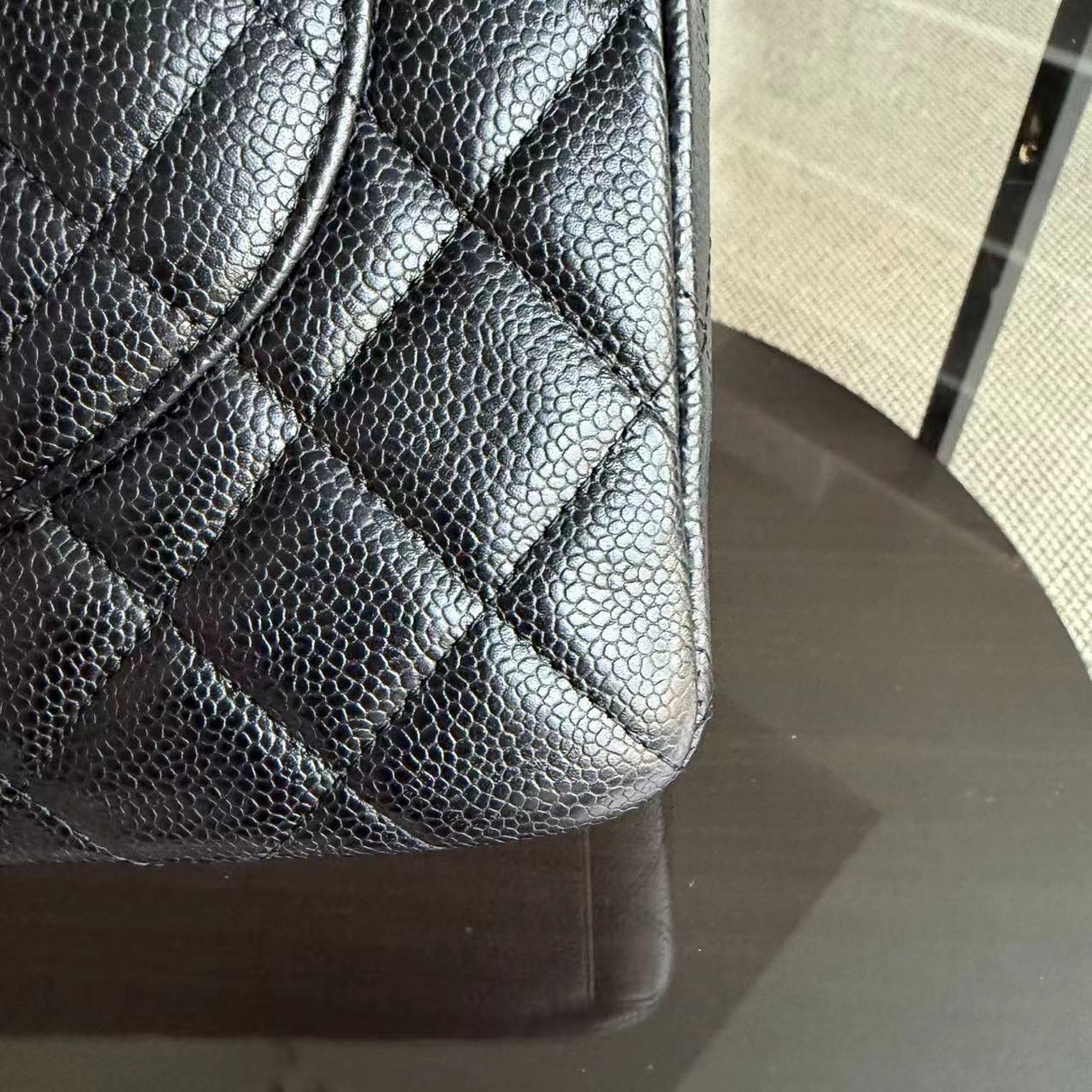 Chanel Classic Flap Maxi - Single Flap 33CM Quilted Caviar Black Silver Hardware