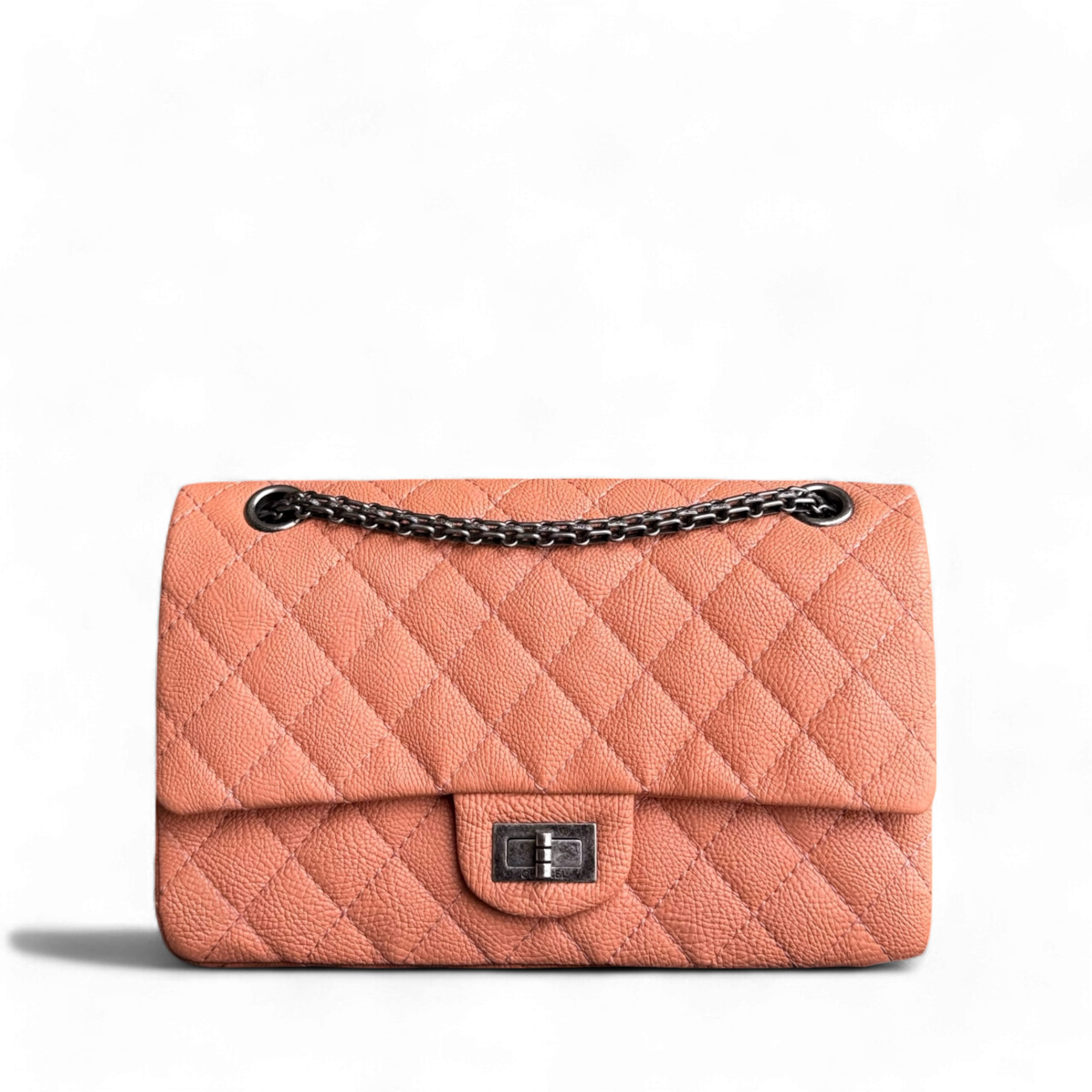 Chanel 2.55 Reissue 225 - 24CM Caviar Quilted Caramel Blush Ruthenium Silver Hardware Series 22