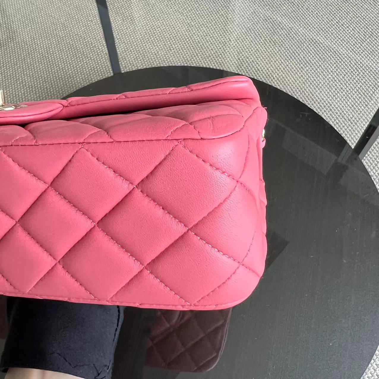 Chanel Classic Flap Medium - Vanitine Single Flap Quilted Lambskin Sakura Pink Golden Hardware Seires 19