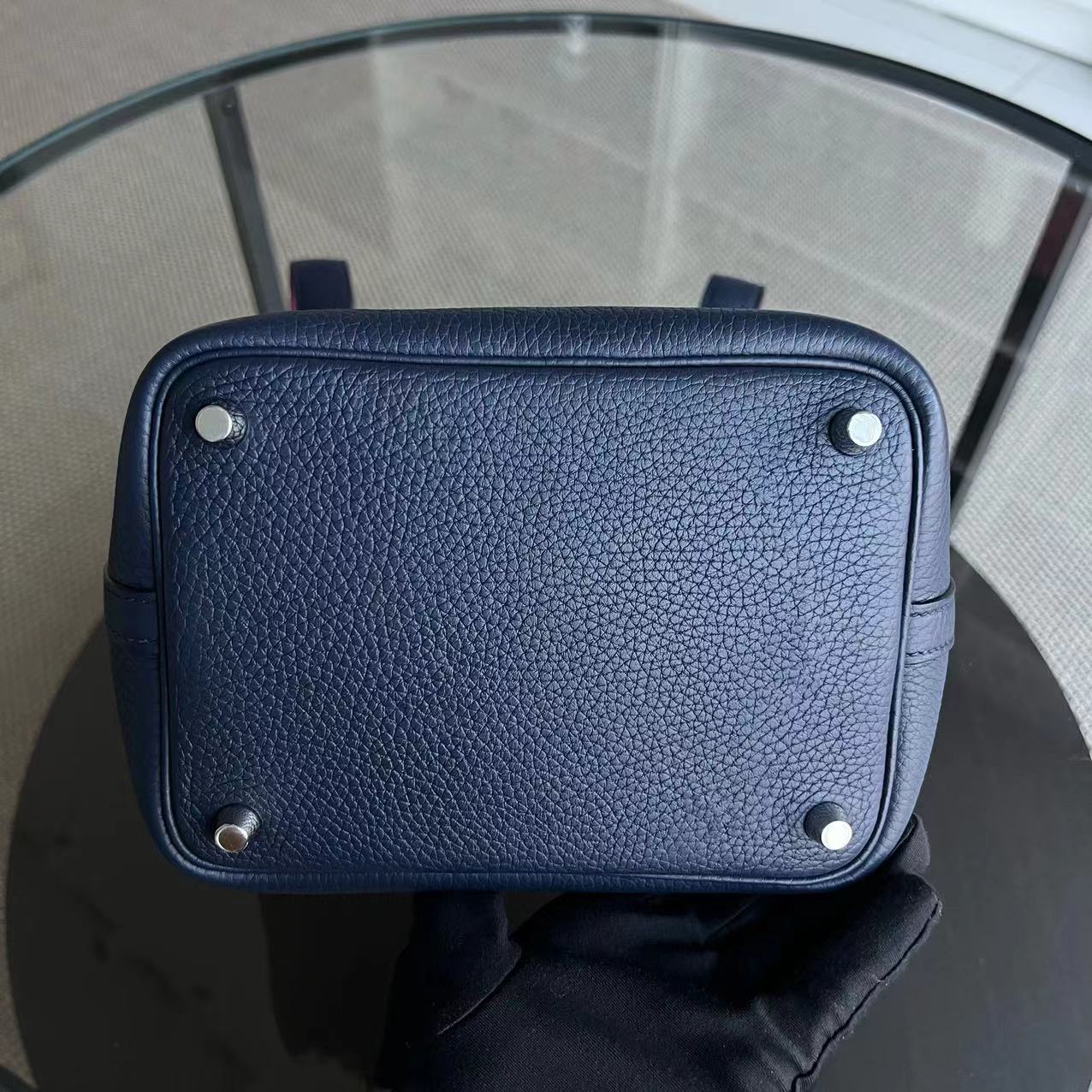 Hermes Picotin 18 A Stamp TC Clemence Dark Blue Silver Hardware