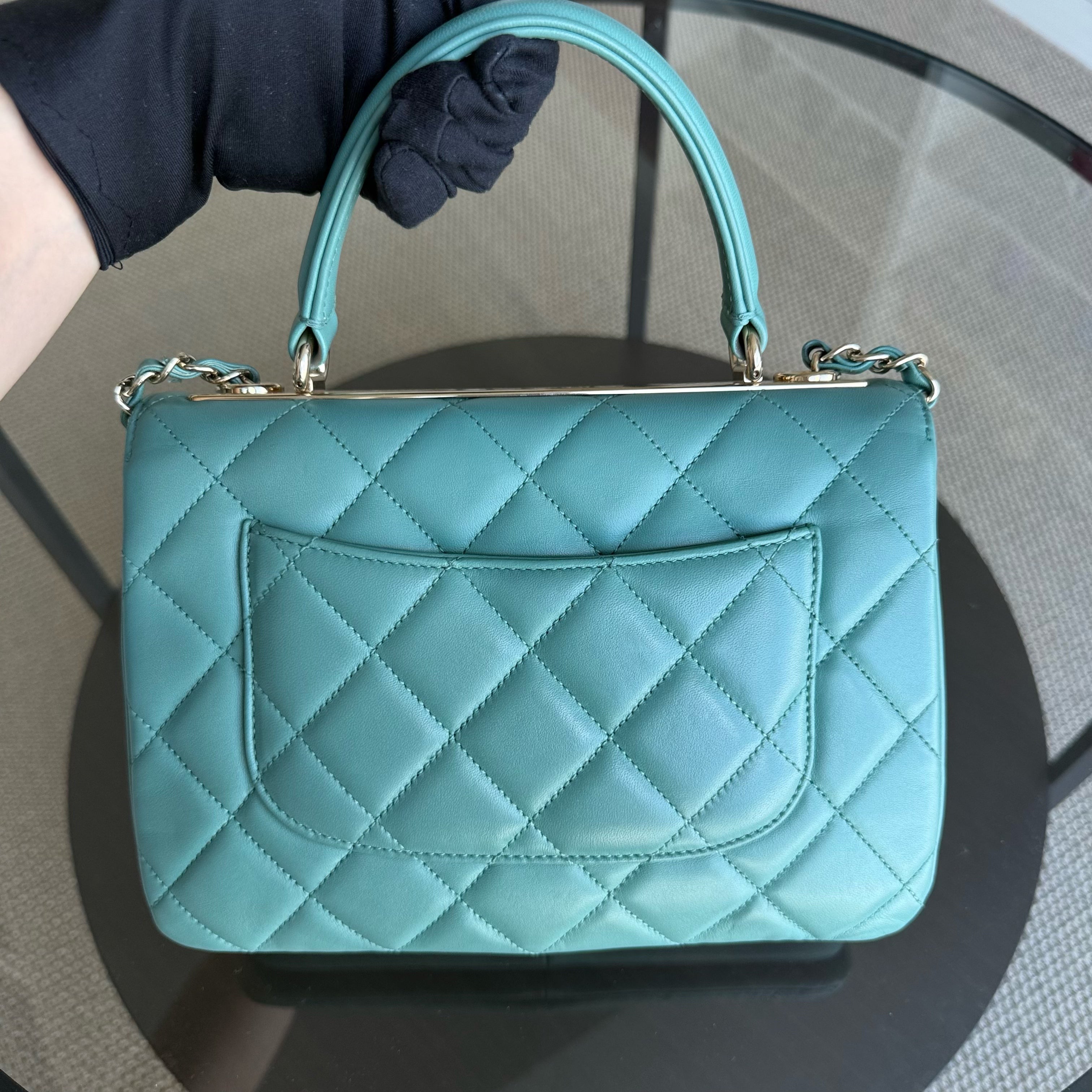 Chanel Trendy CC Small - Quilted Lambskin Cyan Blue Green Gold Hardware Series 20