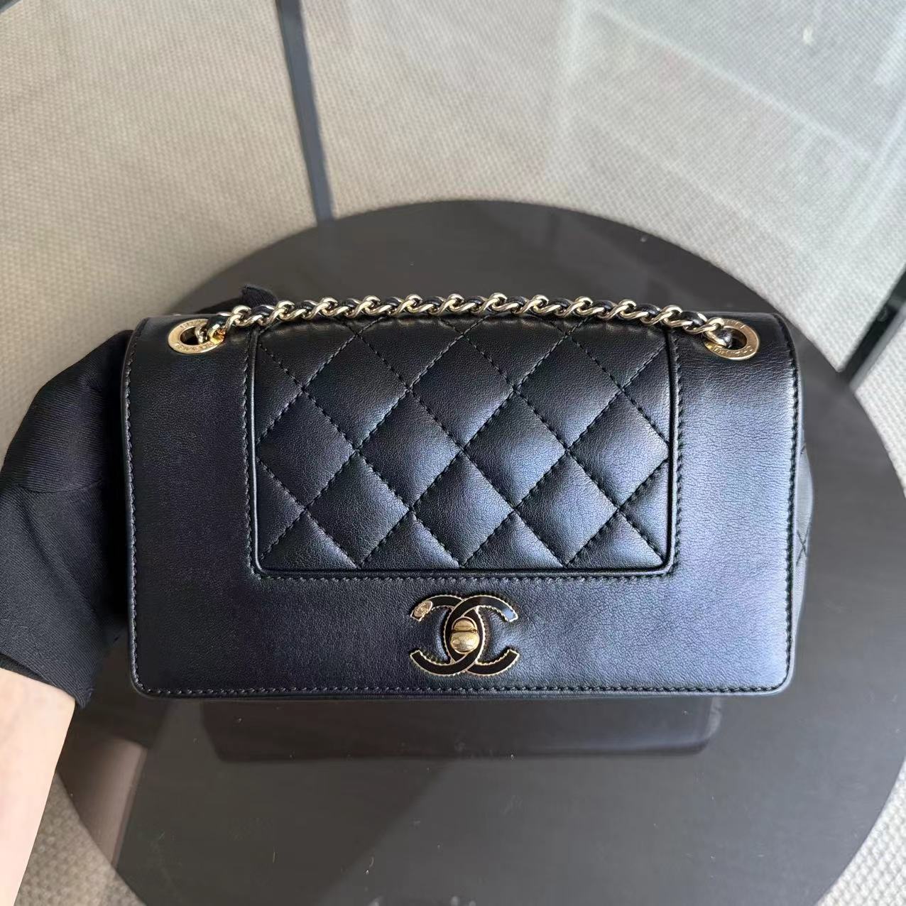 Chanel Mademoiselle Flap Bag - Small 23CM Quilted Lambskin Black Golden Hardware