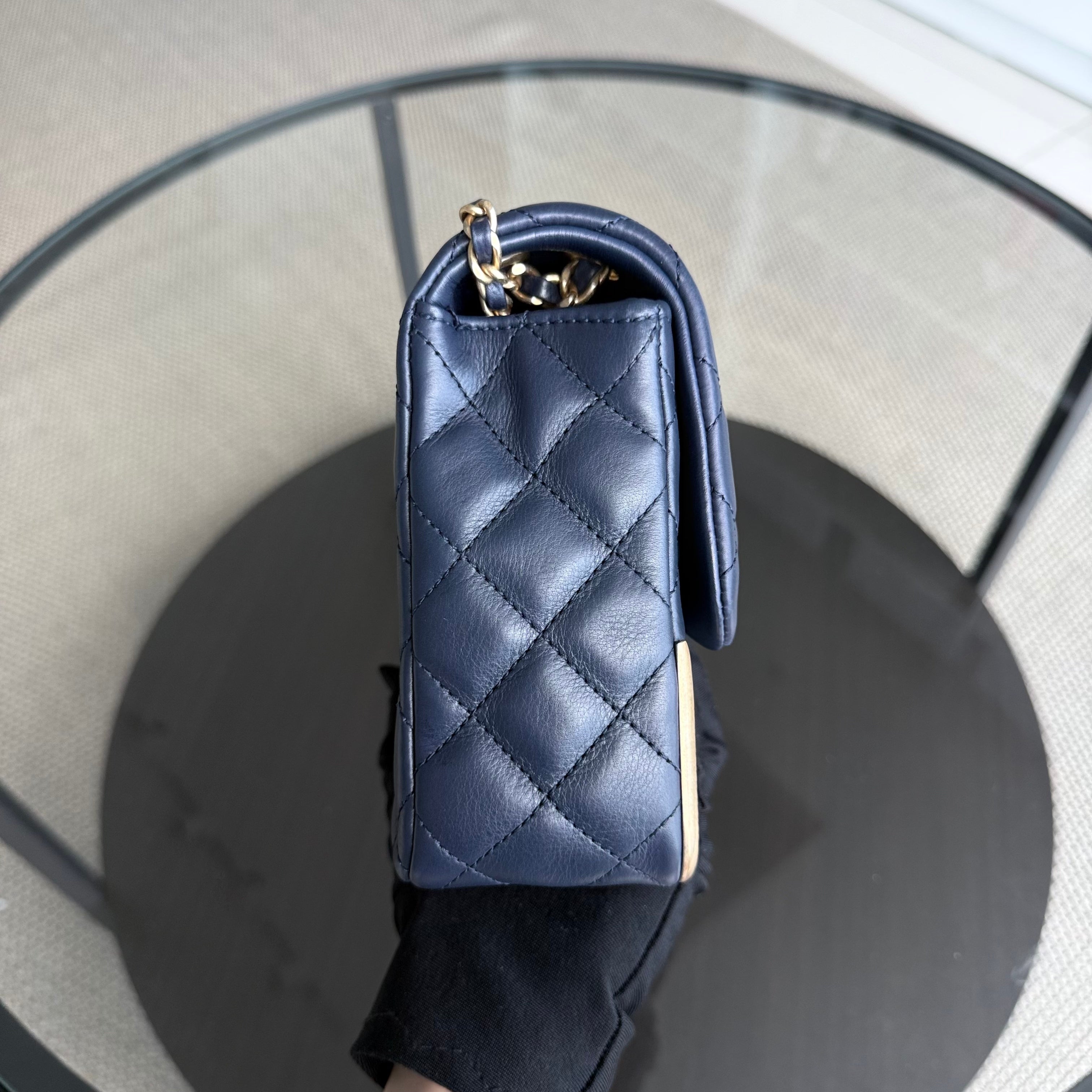 Chanel Classic Flap Rock The Corner - 25CM Calfskin Quilted Dark Blue Gold Hardware Series 24