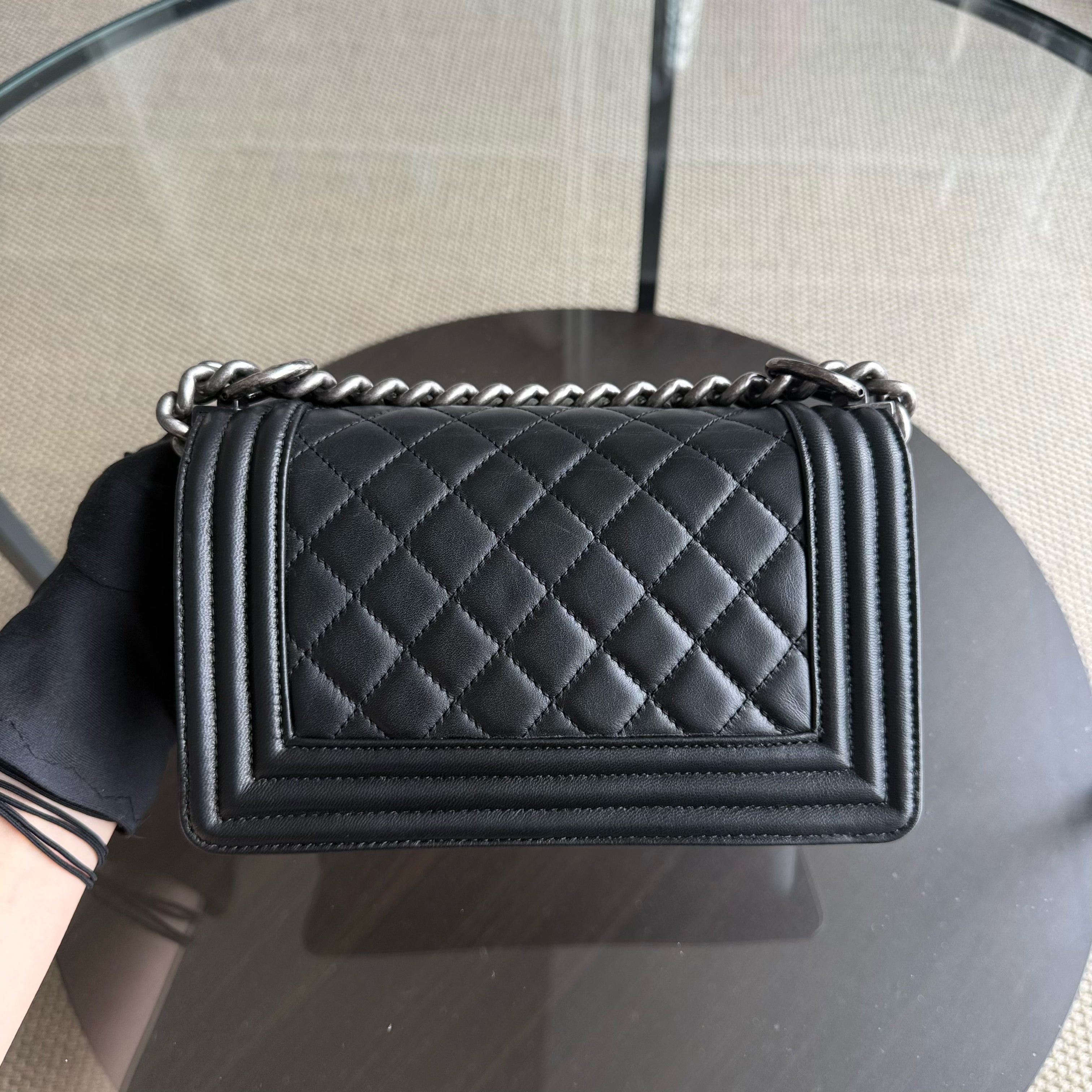 Chanel Boy Small - 20CM Quilted Calfskin Black Ruthenium Silver Hardware Series 20