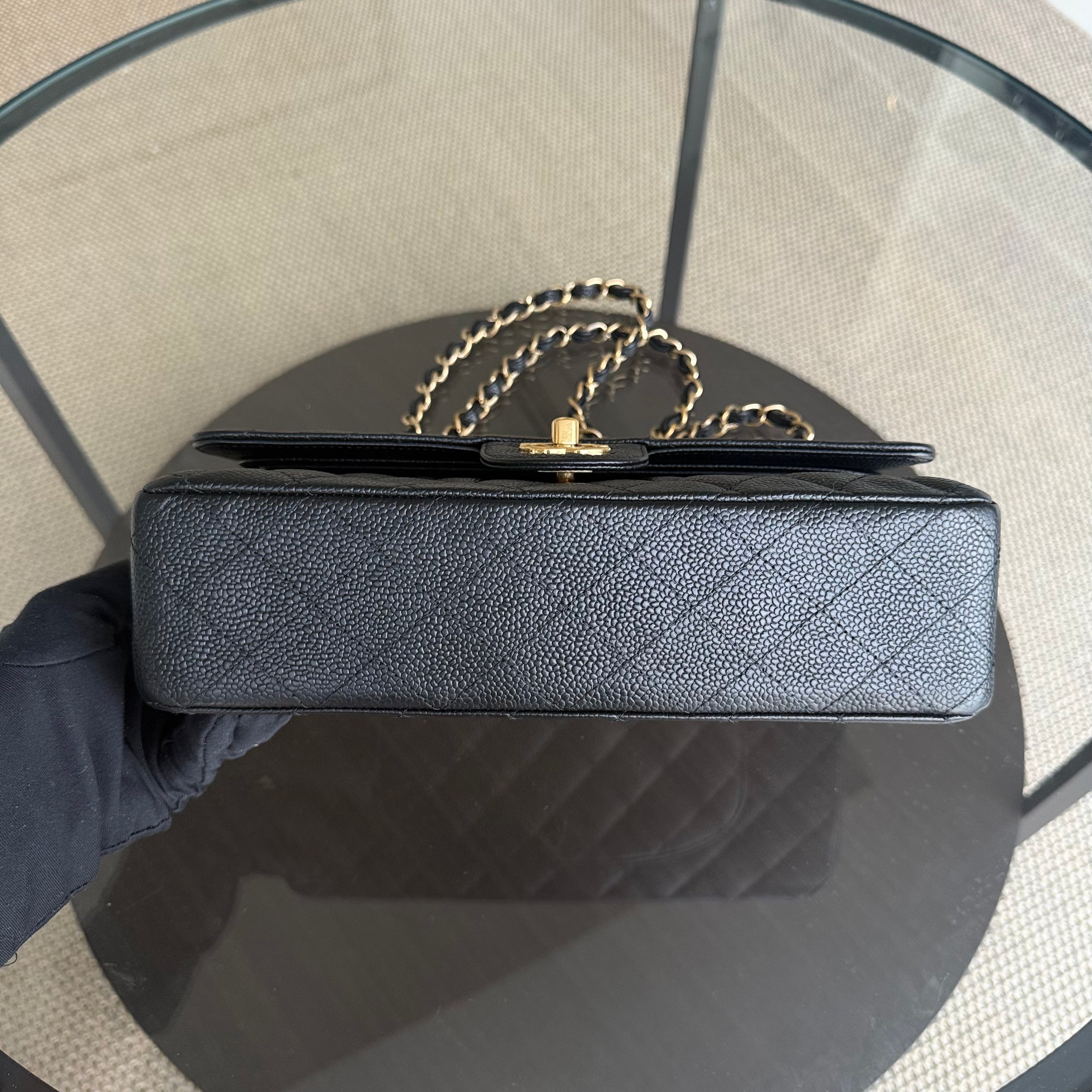 Chanel Classic Flap Medium - Caviar 25CM Quilted Black Gold Hardware Series 13