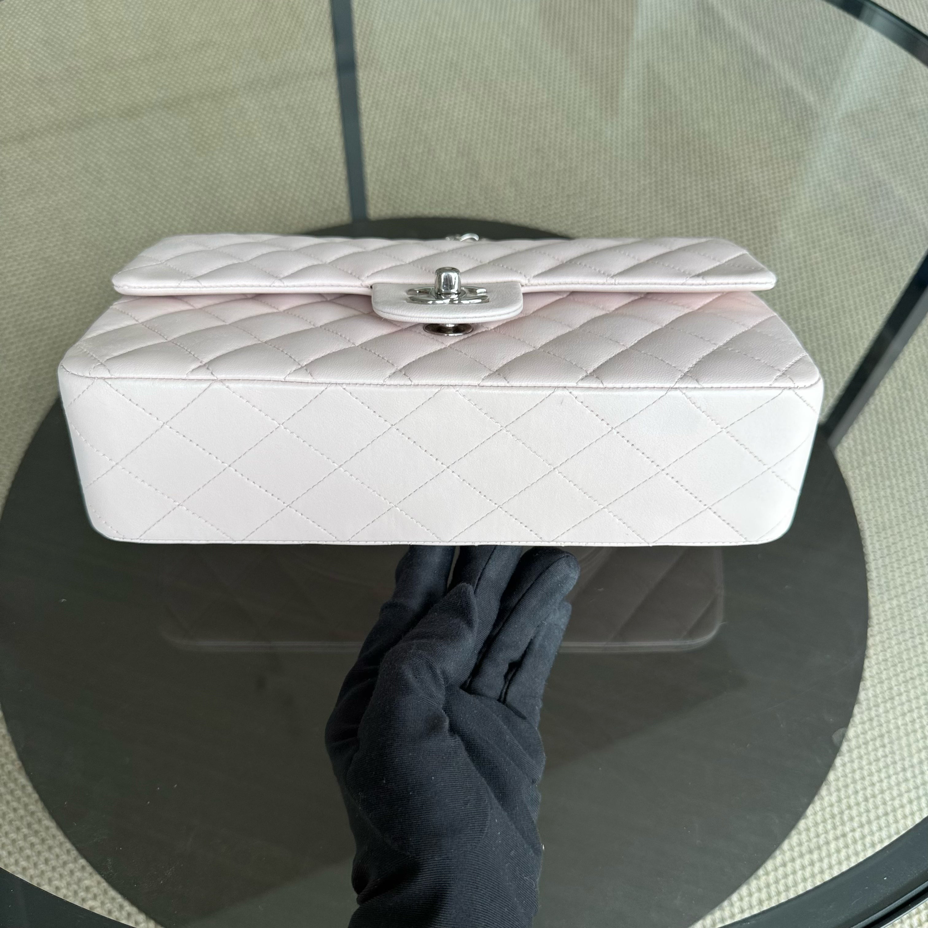 Chanel Classic Flap Medium - 25CM Quilted Lambskin Light Pink Silver Hardware Series 14