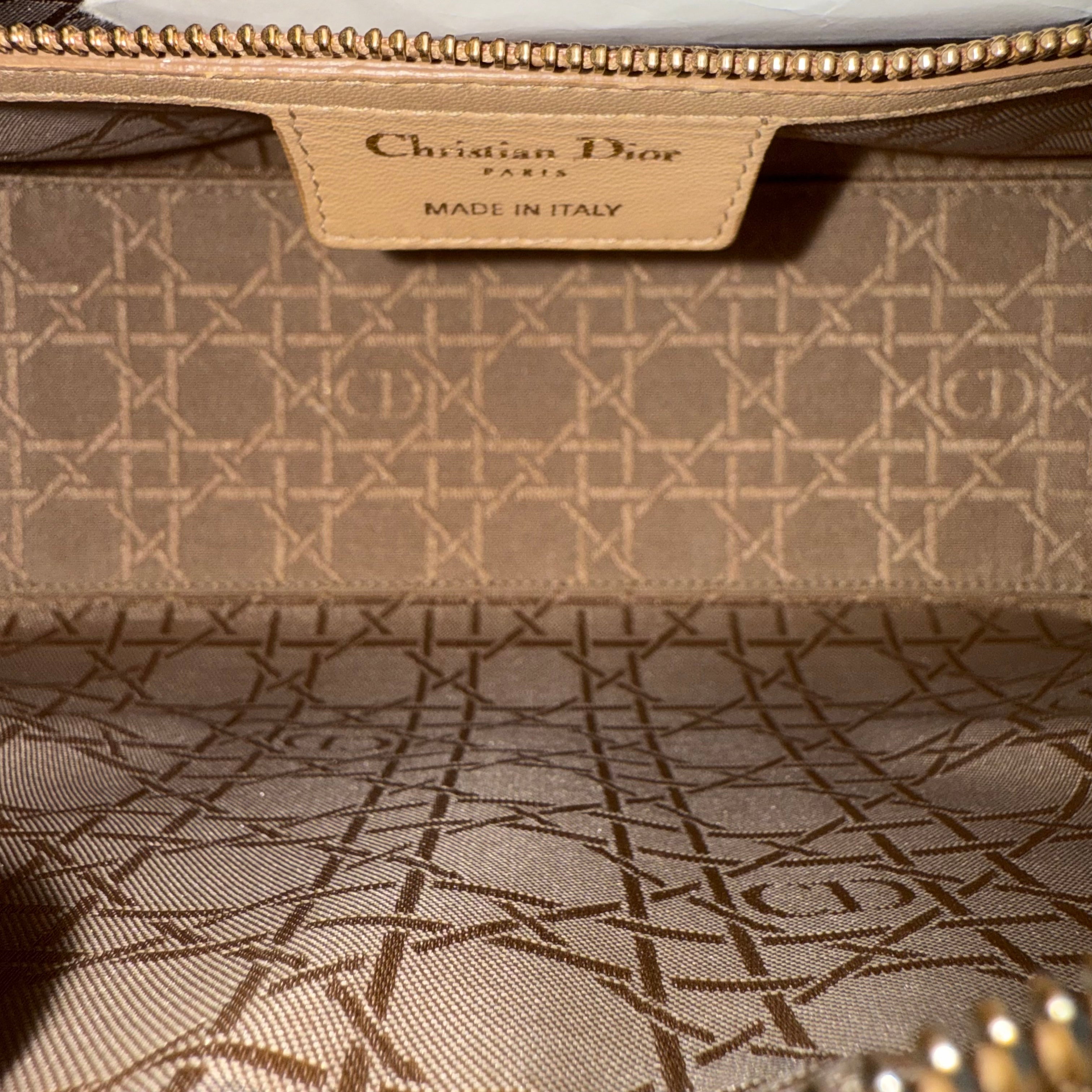 Dior Lady Medium - Cannage Lambskin Beige Silver Hardware