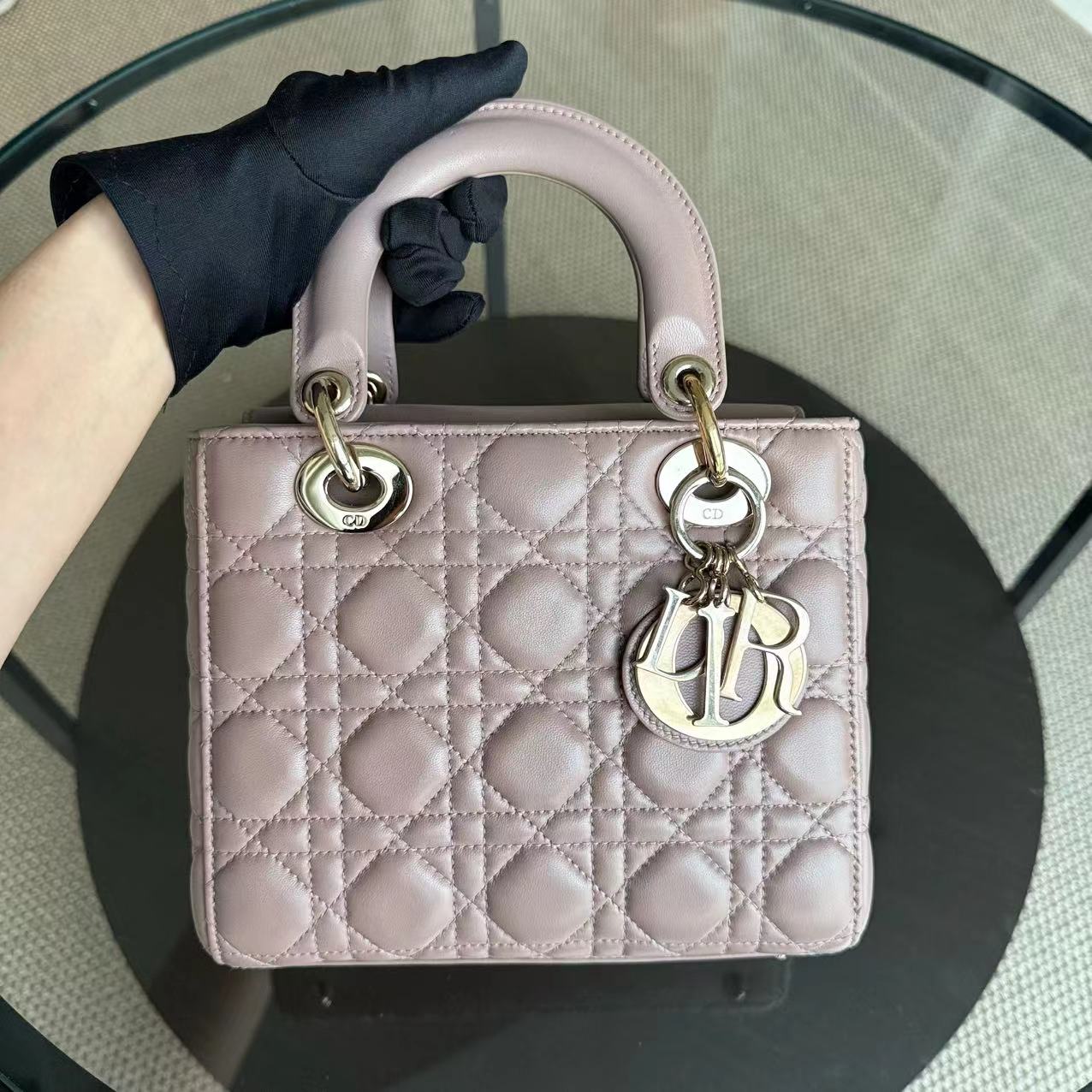 Dior Lady Small - Cannage Lambskin Blush Gold Hardware