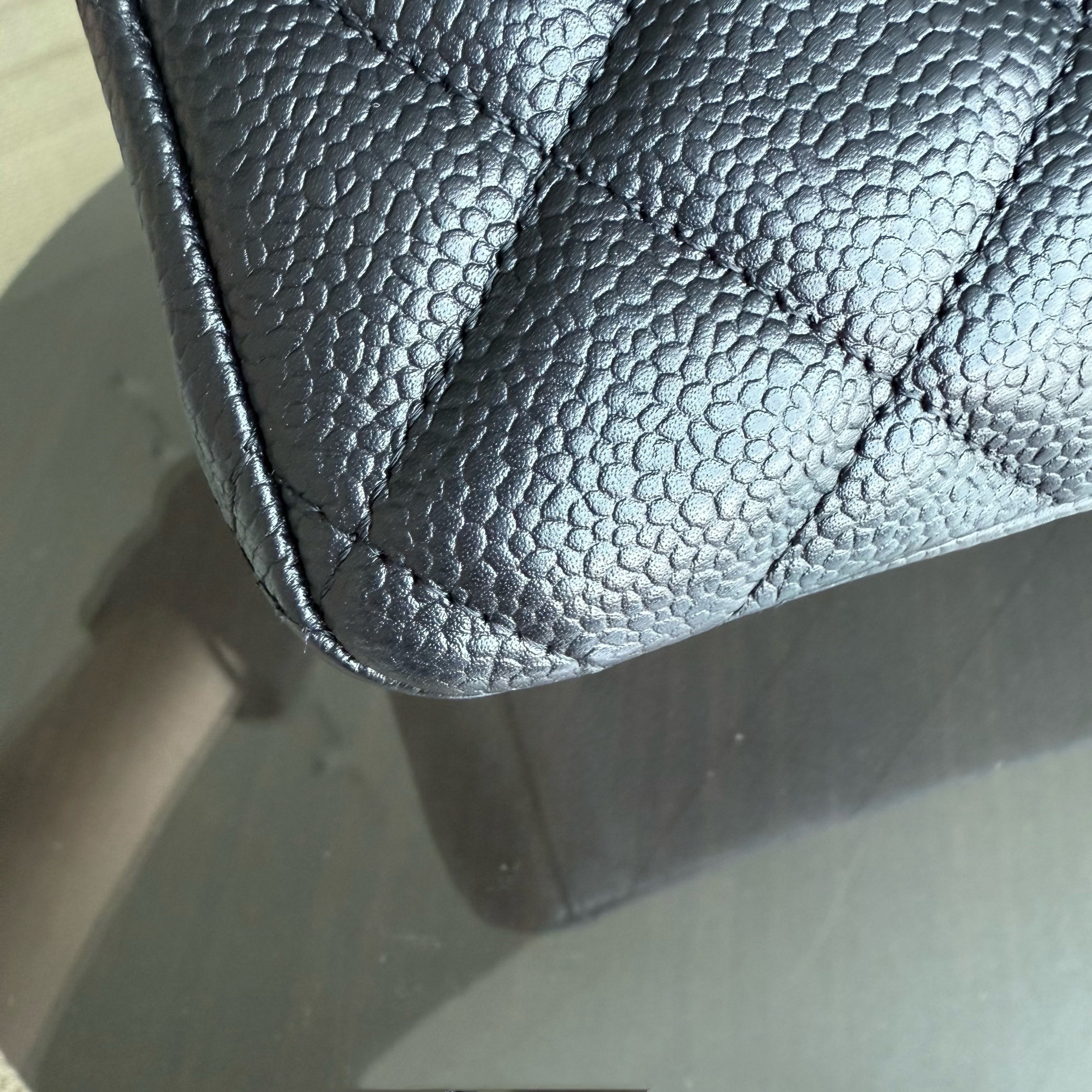 Chanel Classic Flap Maxi - Caviar 33CM Double Flap Black Silver Hardware Series 18