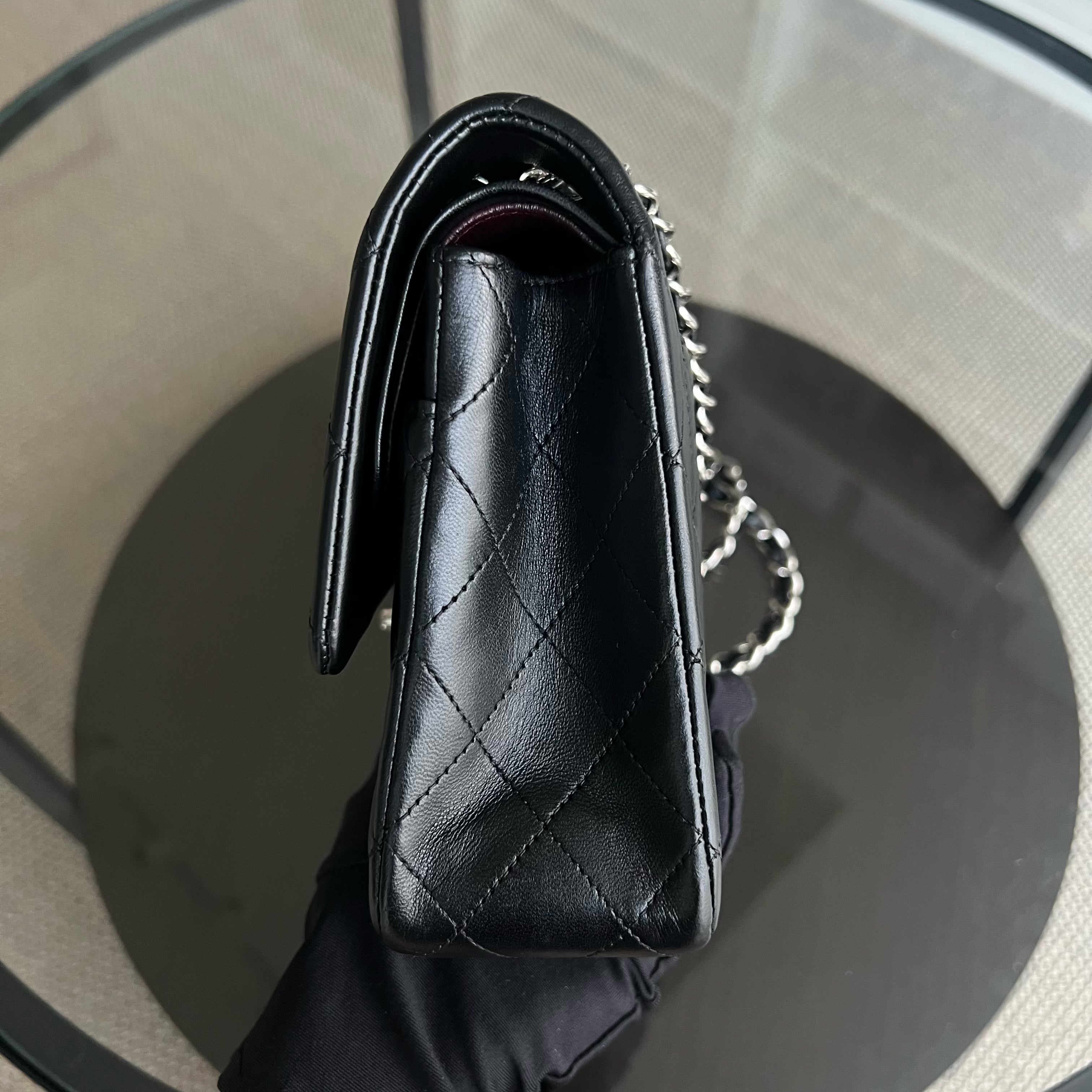 Deposit of Chanel Medium Classic Flap Quilted Lambskin Black Silver Hardware Series 13 - Luxury Evermore